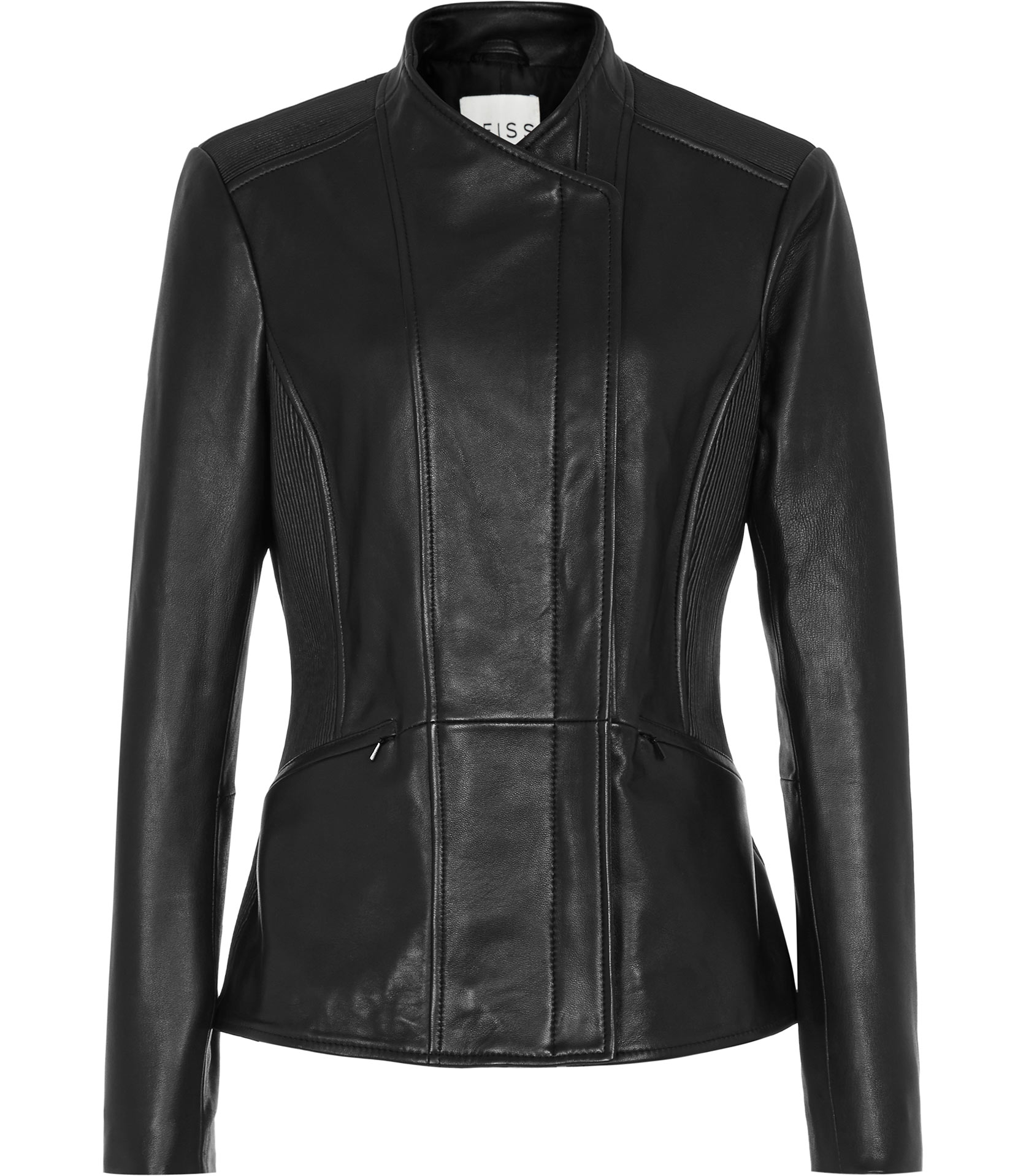 Lyst - Reiss Velvet Ribbed Detail Leather Jacket in Black