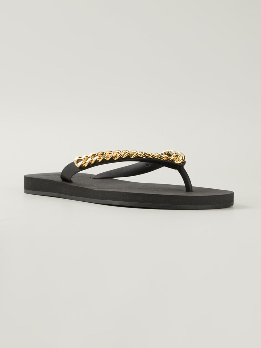 Giuseppe Zanotti Chain Detail Flip Flops in Black for Men | Lyst