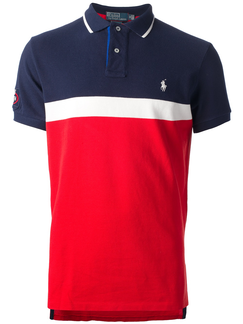 mens red and white polo shirt