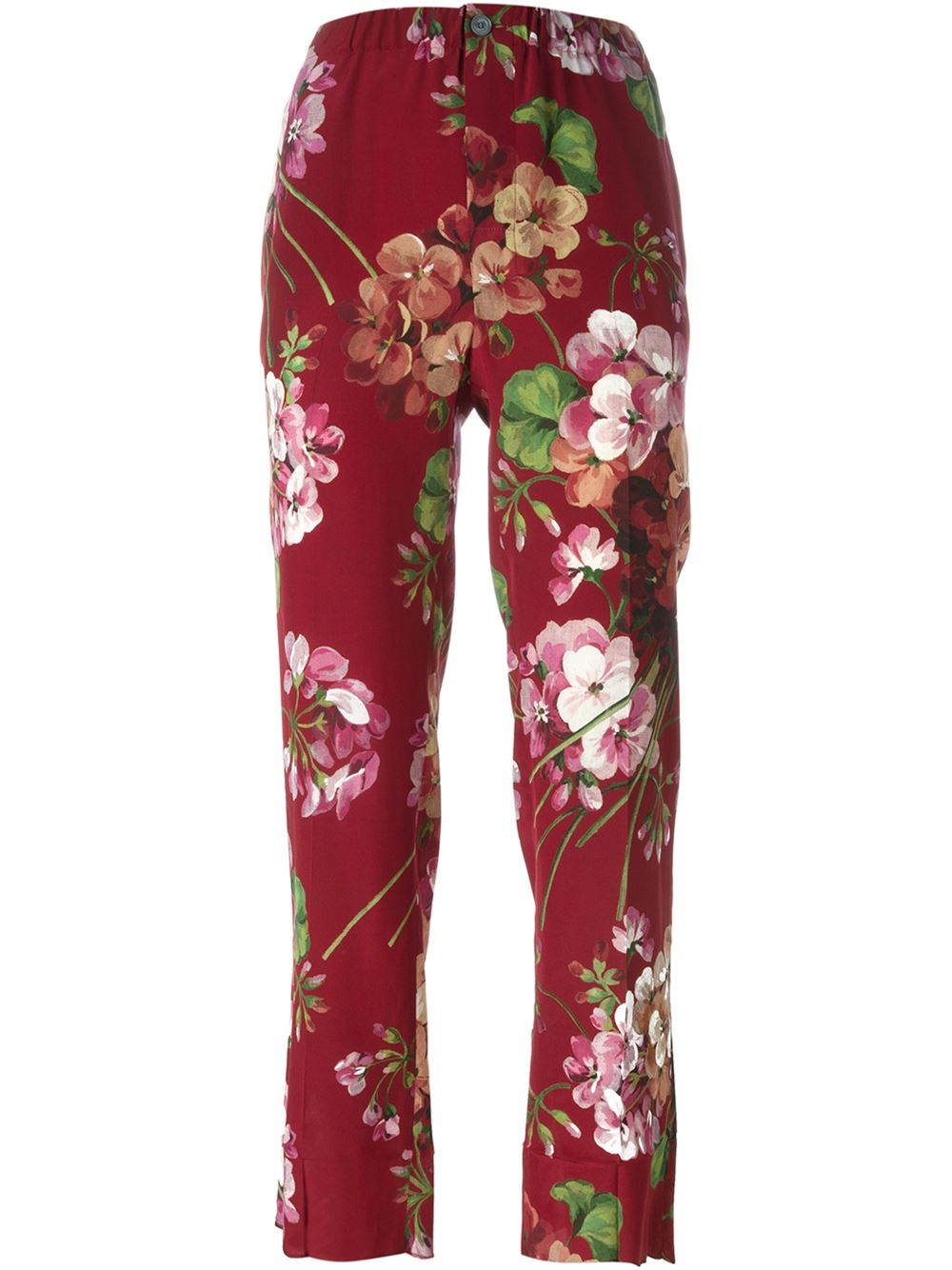 Gucci Silk Trousers With Bloom Print in Red for Men - Lyst