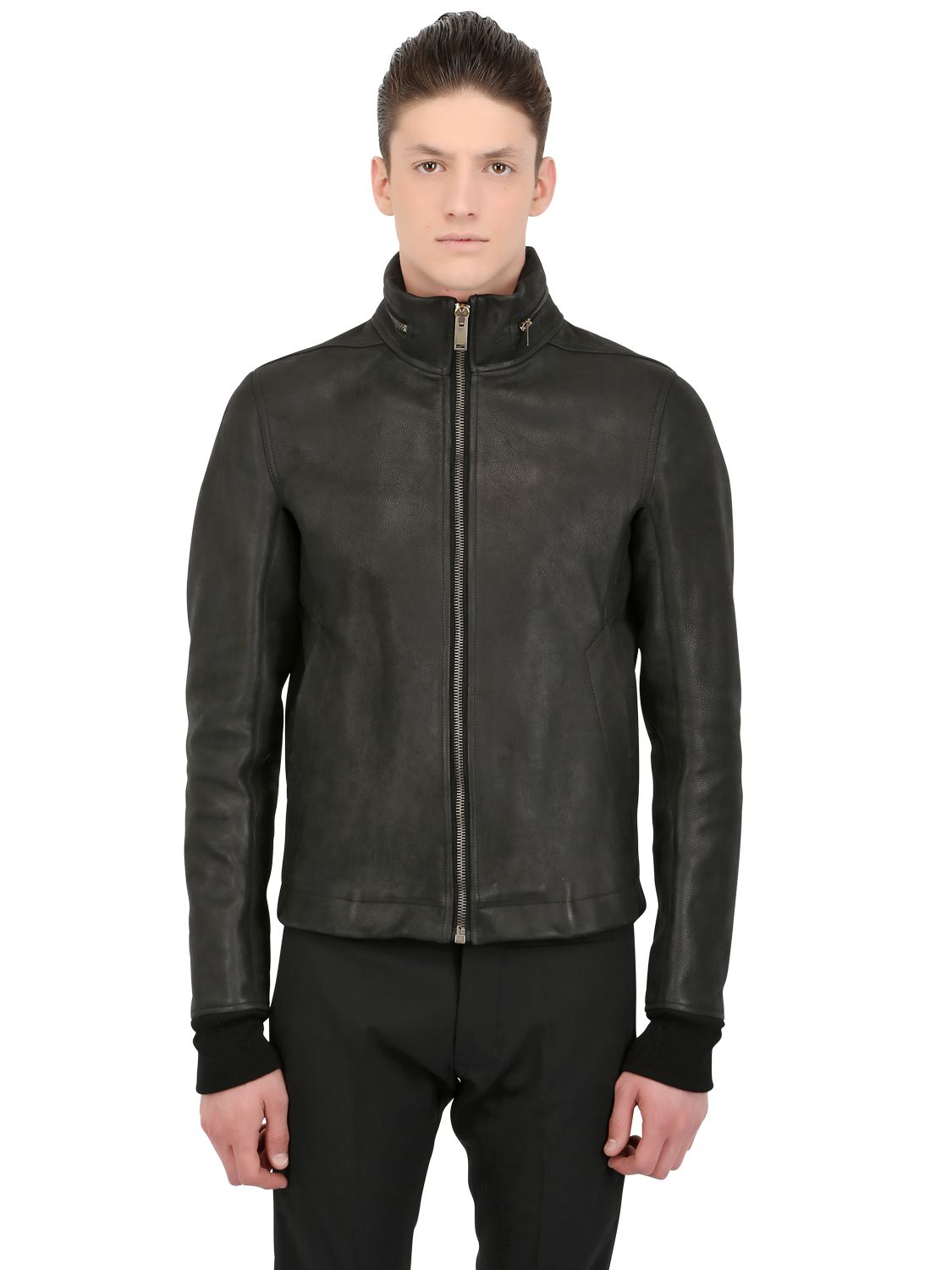 Rick Owens Hooded Heavy Leather Jacket In Black For Men Lyst Gallery