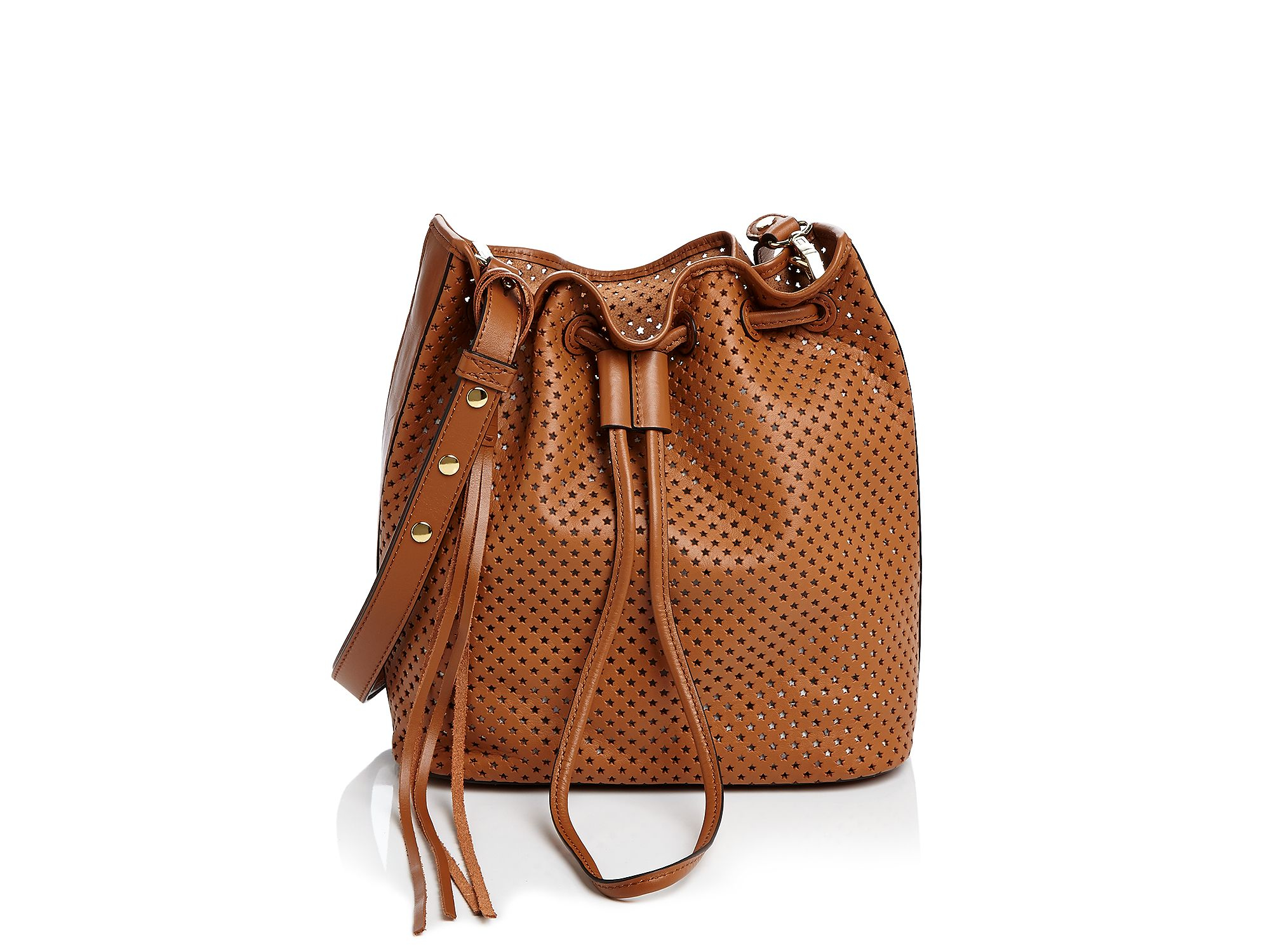 Lyst Rebecca Minkoff Star Perforated Bucket Bag in Brown