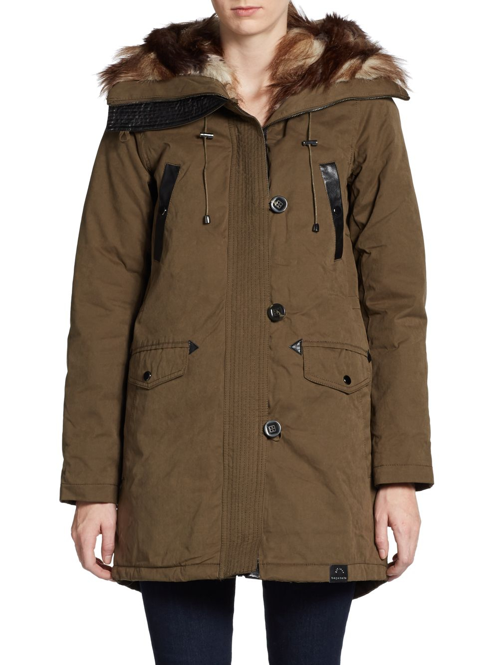 Lyst - Bagatelle Faux Fur-lined Hooded Parka in Brown