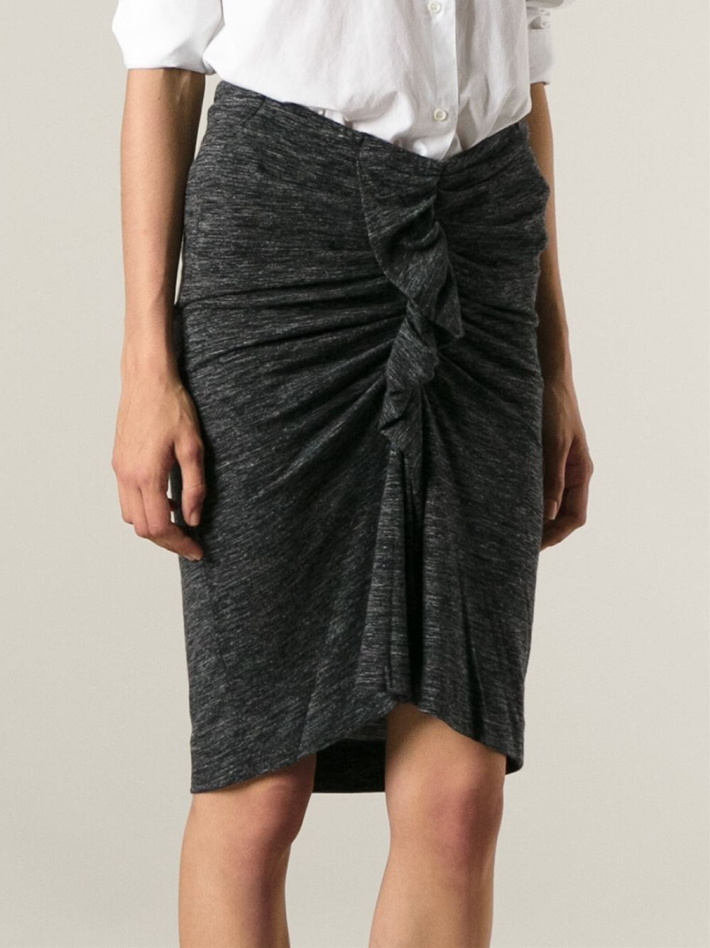 Étoile Isabel Marant Gathered Pencil Skirt in Grey (Gray) - Lyst