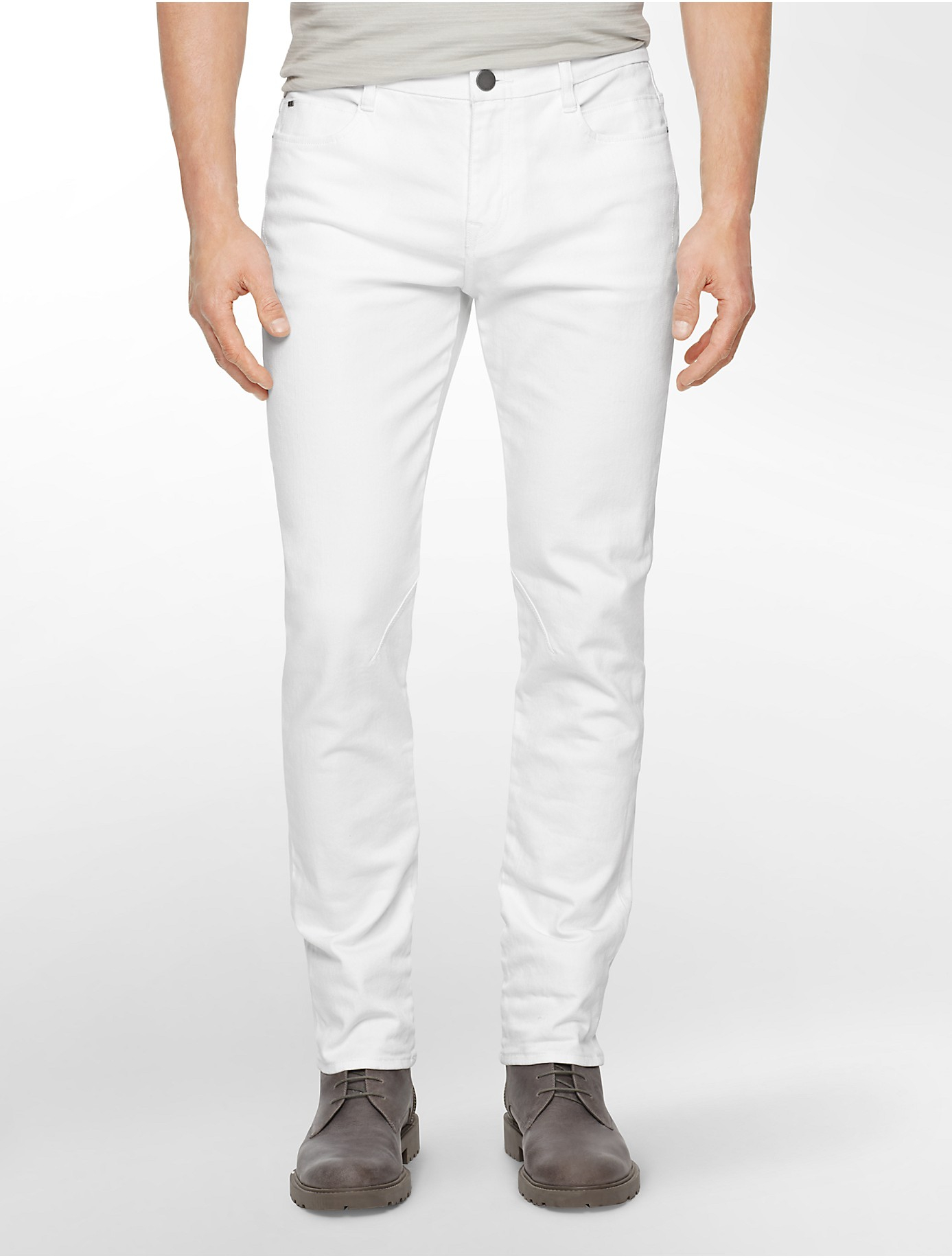 Lyst - Calvin Klein Jeans Slim Leg White Wash Jeans in White for Men