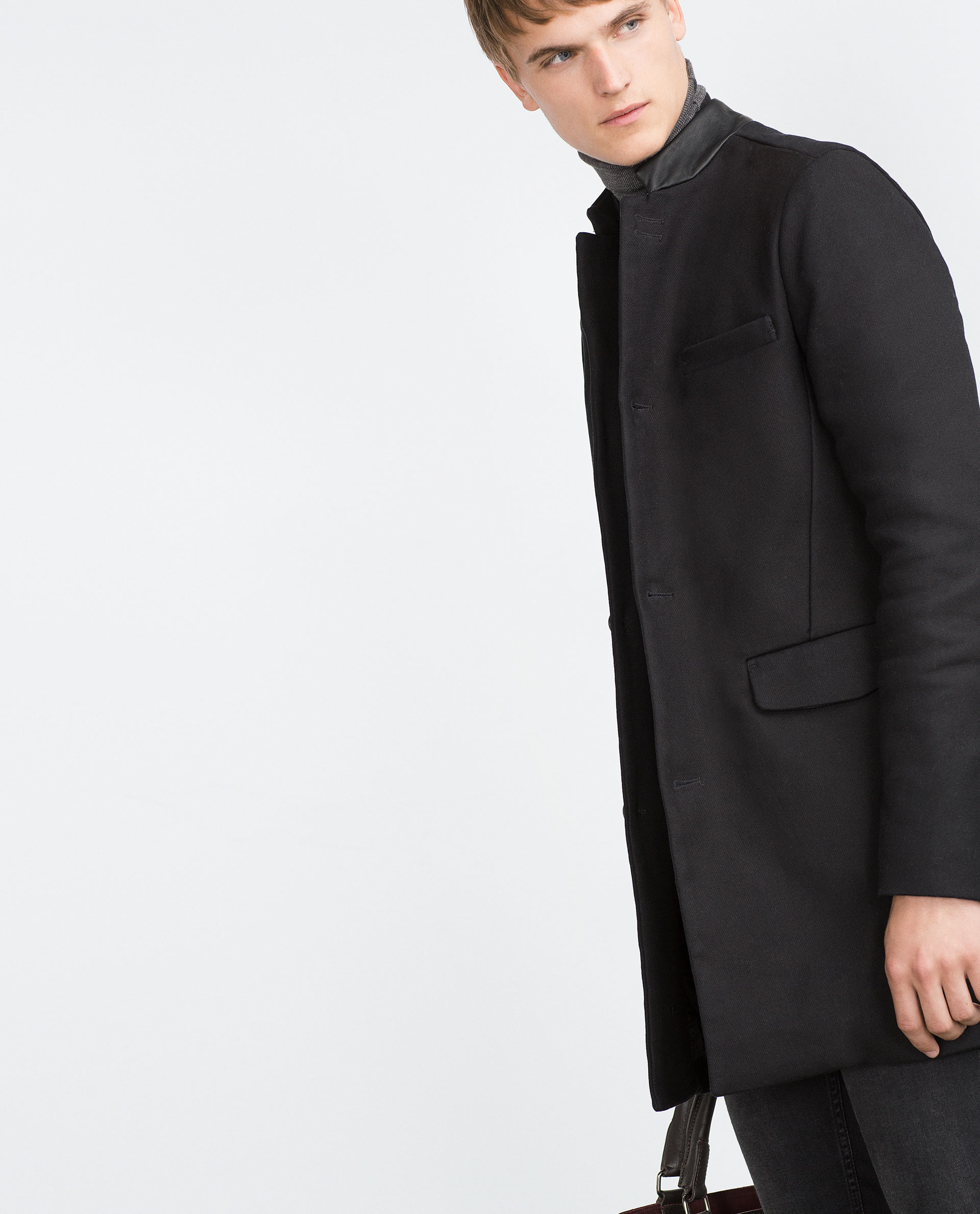 Zara Long Coat in Black for Men Lyst