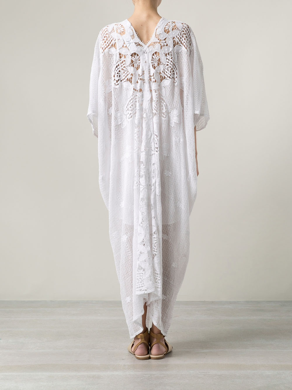 Miguelina Rachel Eyelet Caftan in White 