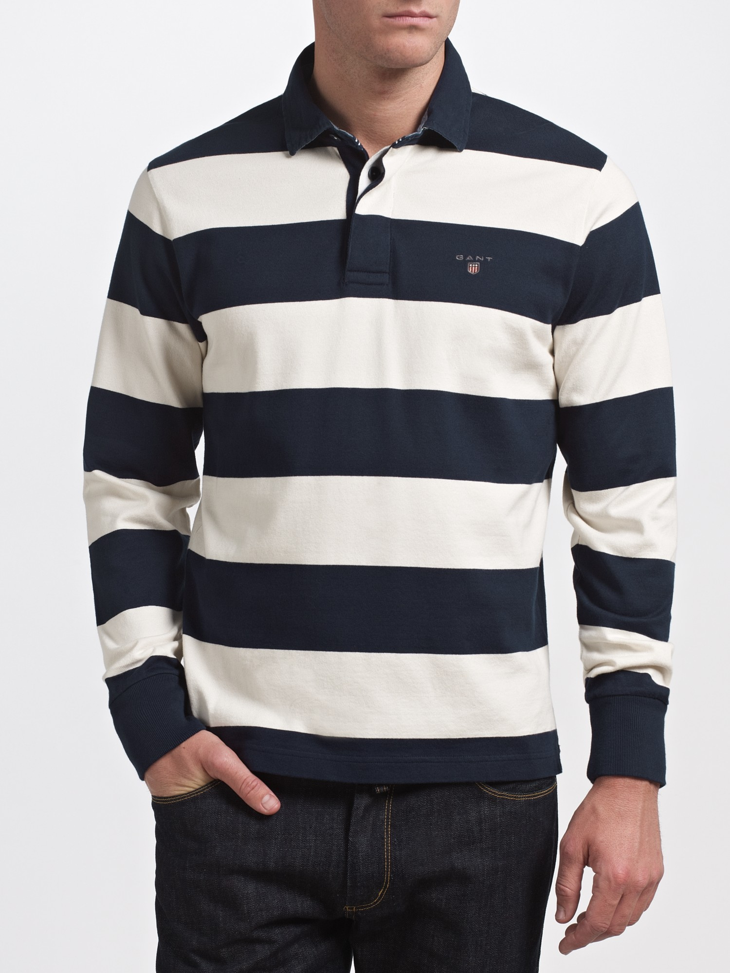 GANT Bar Stripe Long Sleeve Rugby Shirt in Blue for Men Lyst