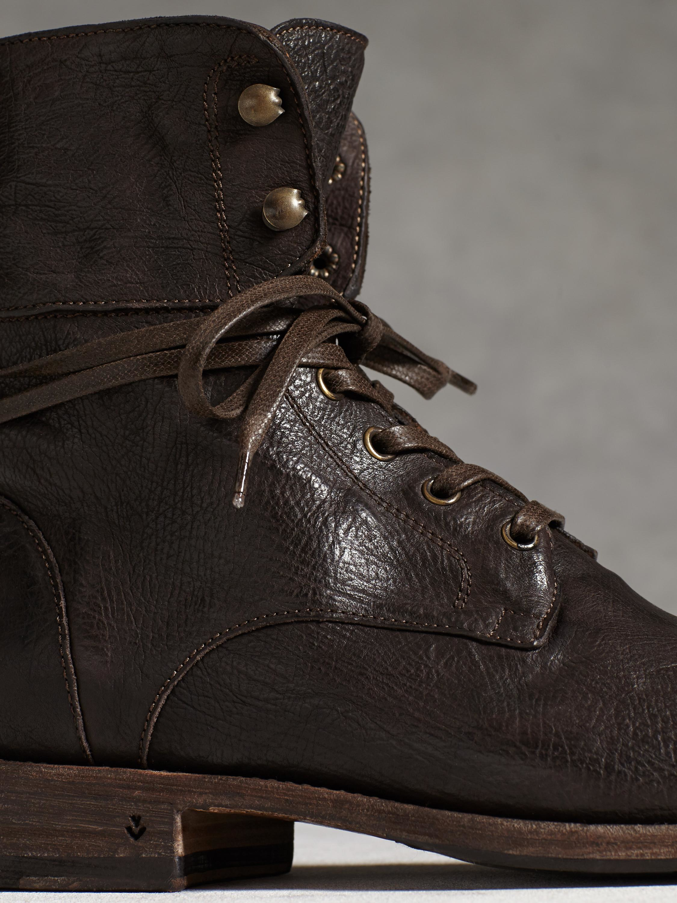 John Varvatos Six O' Six Leather Combat Boots in Brown for Men | Lyst