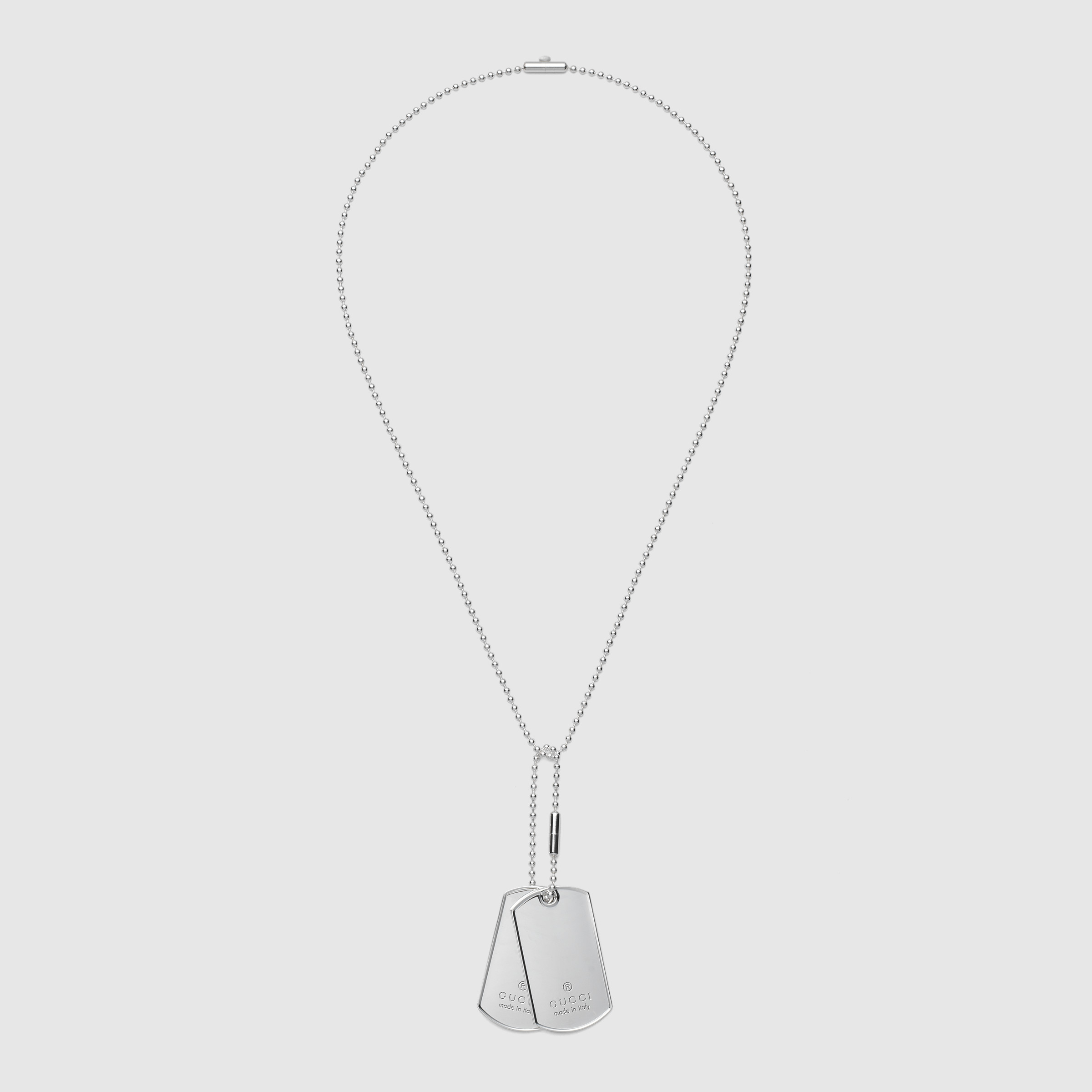 gucci silver dog tag necklace