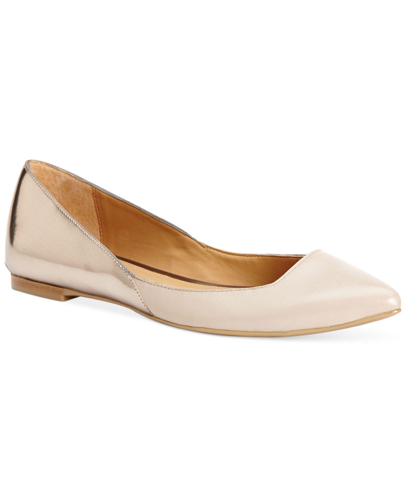 Calvin Klein Women'S Galice Pointed Toe Flats in Natural | Lyst