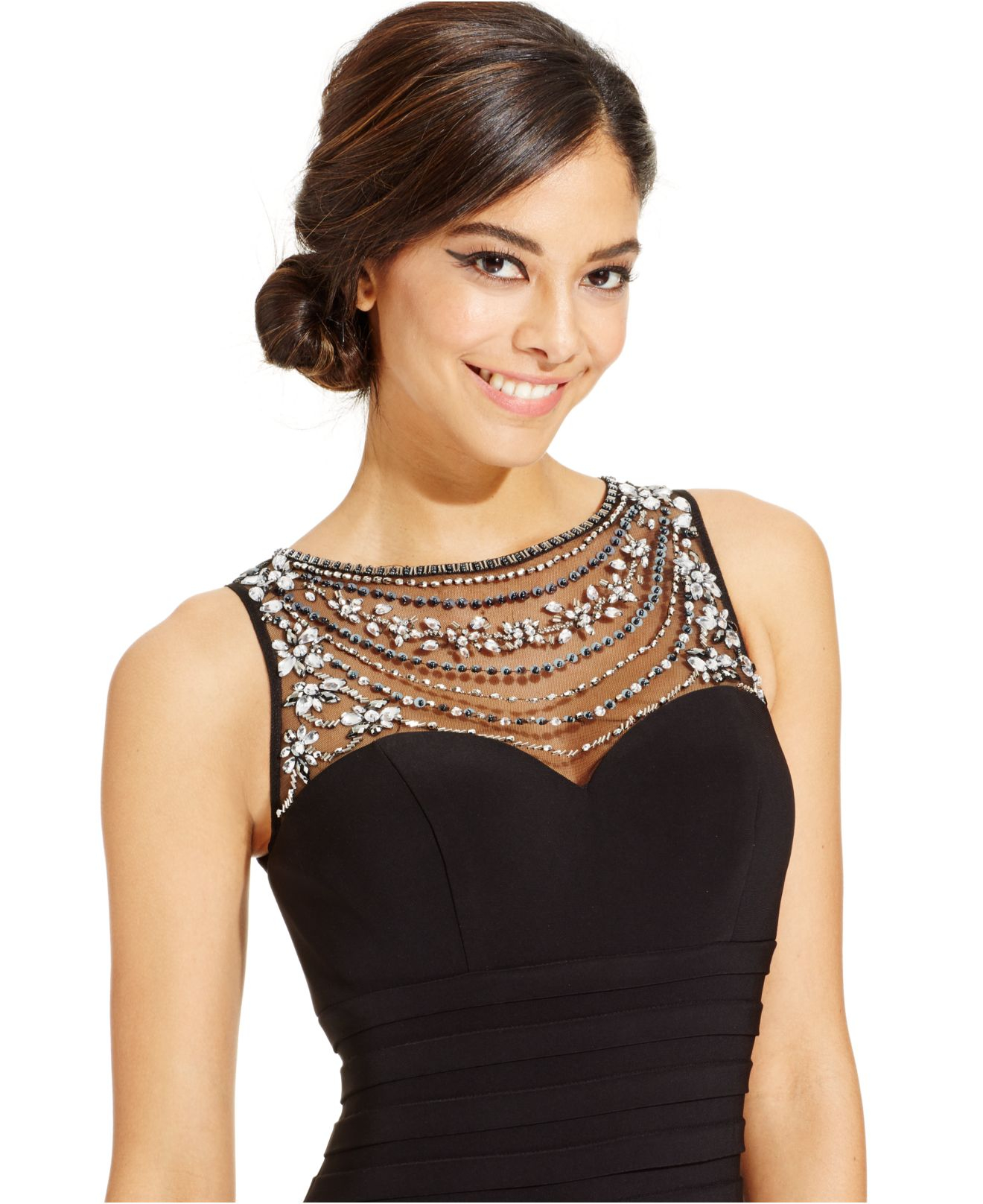 black dress with beaded neckline
