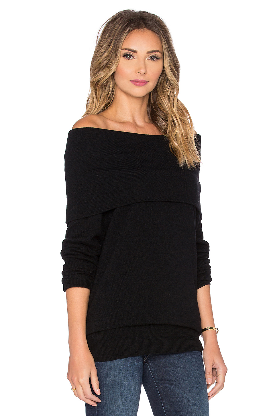 Autumn cashmere Slouchy Off Shoulder Sweater in Black | Lyst