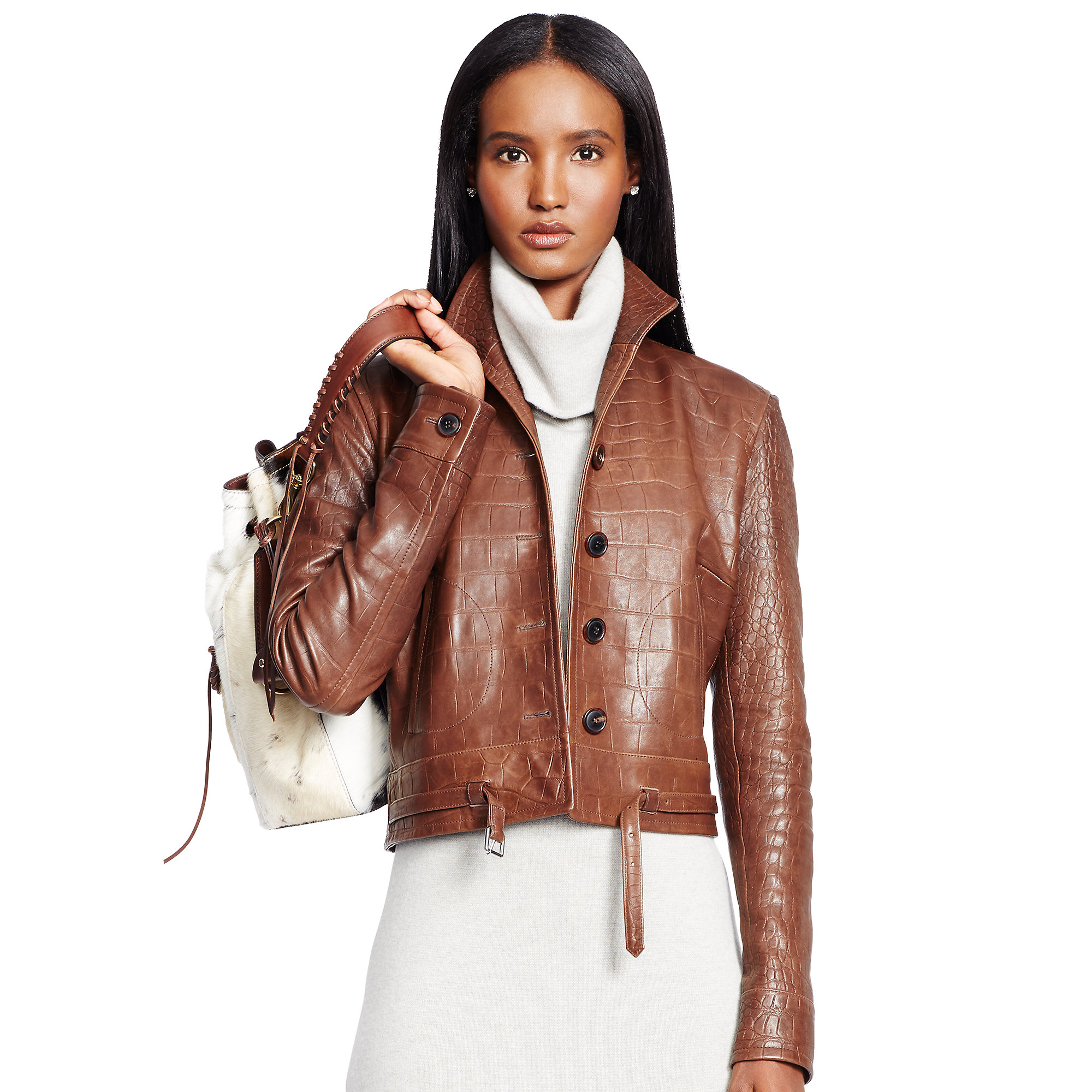 Ralph Lauren Black Label Brown Lambskin Marissa Jacket