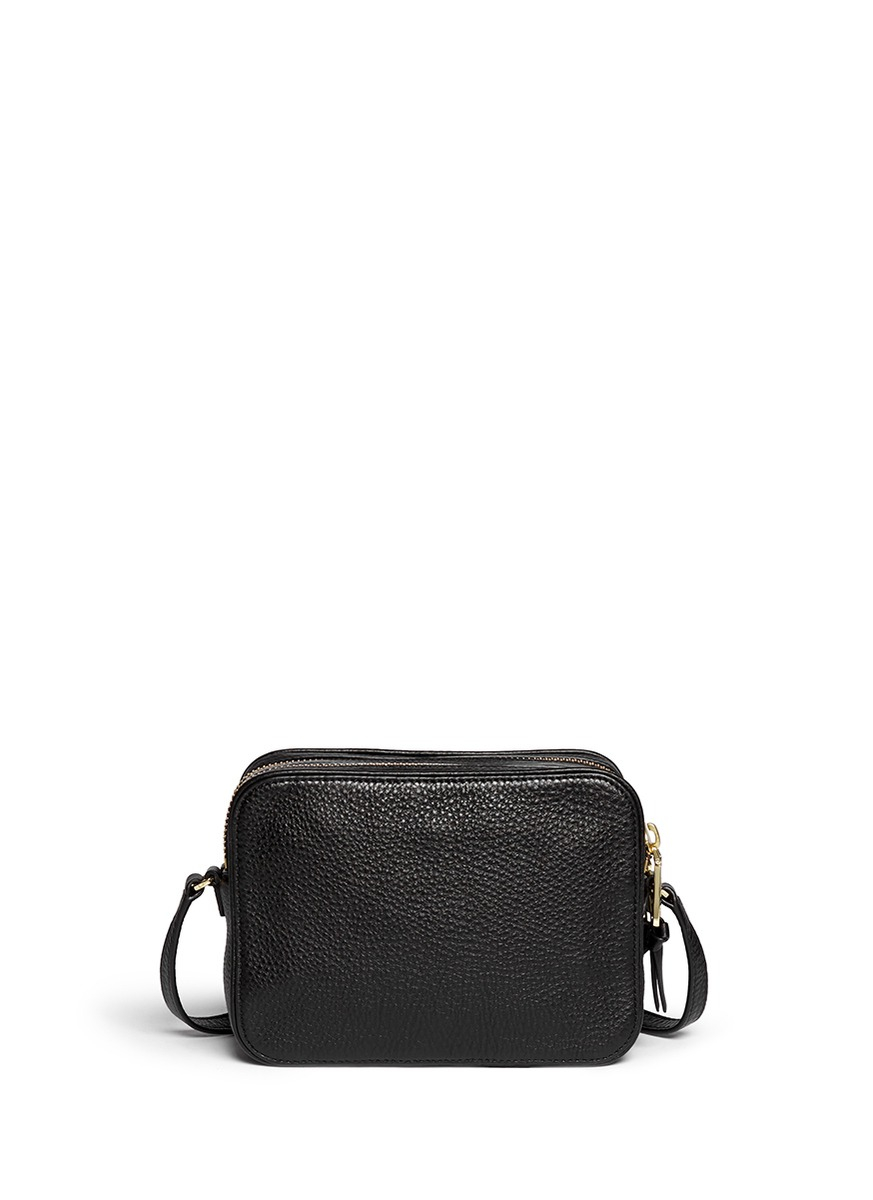 Tory Burch 'robinson' Double Zip Leather Crossbody Bag in Black