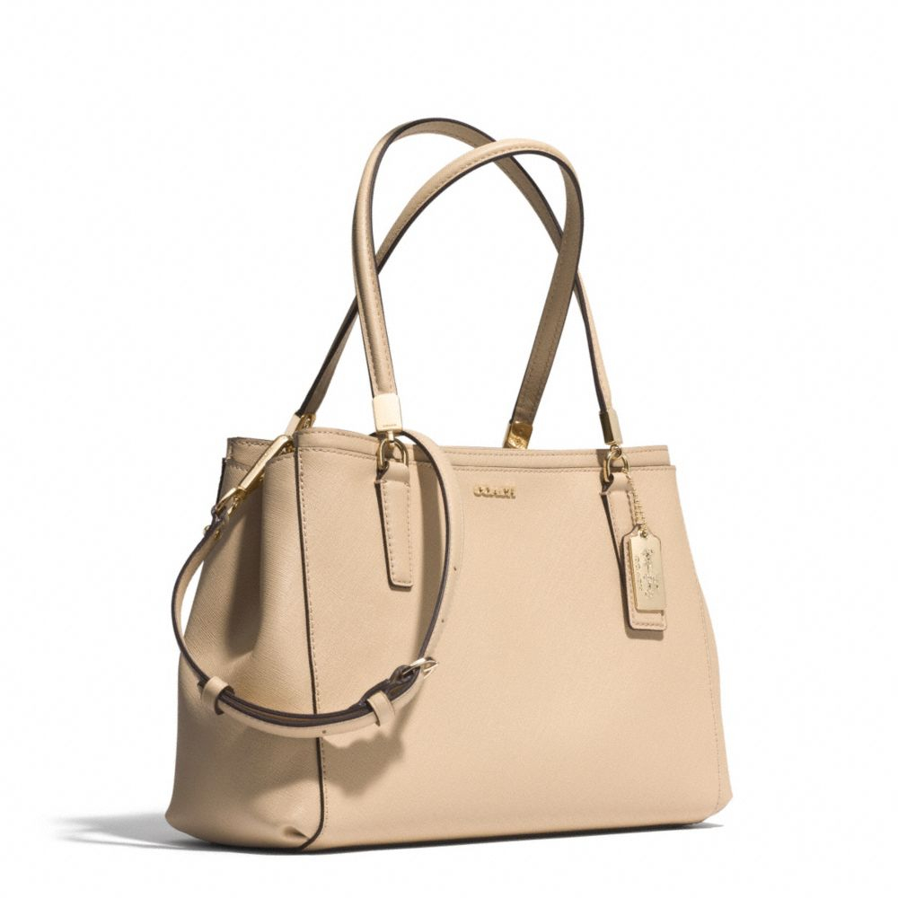 COACH Madison Small Christie Carryall In Saffiano Leather in Brown | Lyst