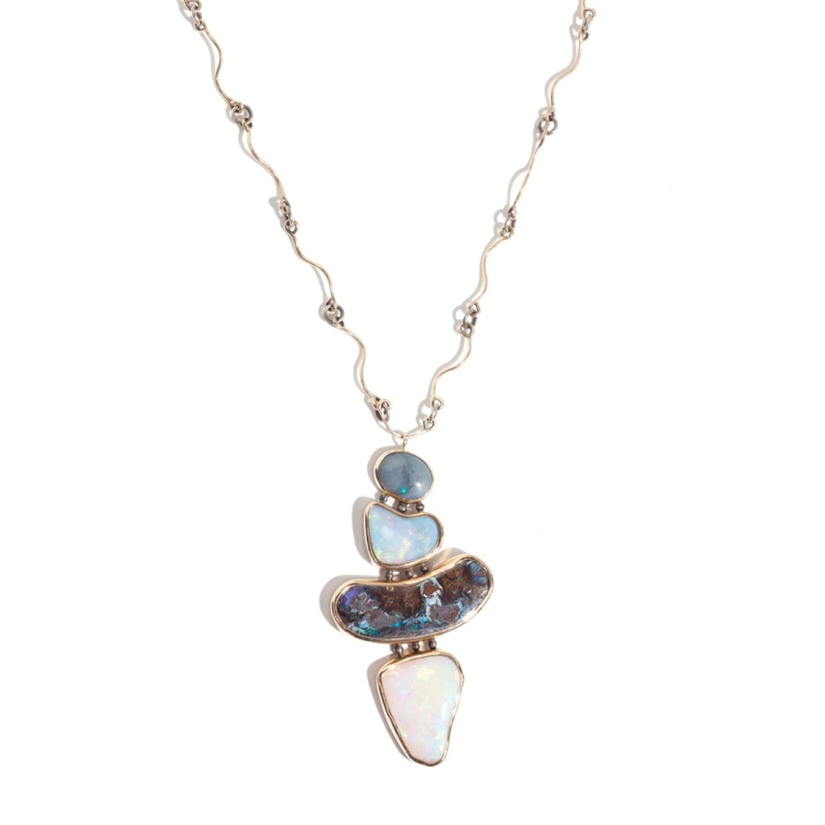 Melissa Joy Manning Four Stone Opal Necklace With Hand Made Chain in ...
