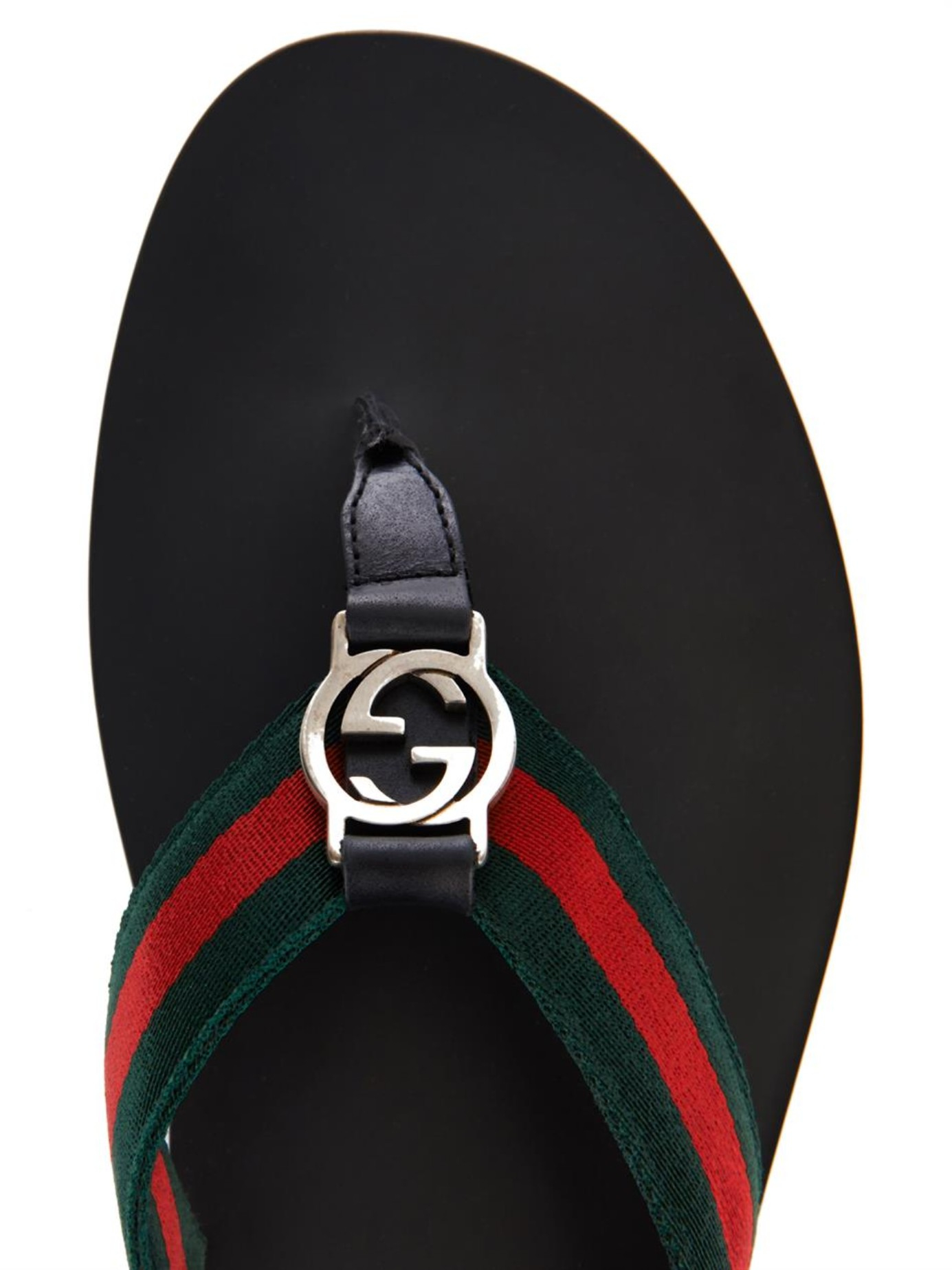 Gucci Web Thong Flip-Flops in Black for Men - Lyst
