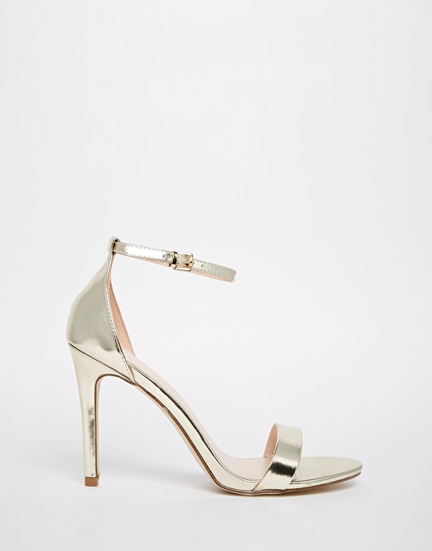 ALDO Paules Leather Gold Barely There Heeled Sandals in Metallic - Lyst