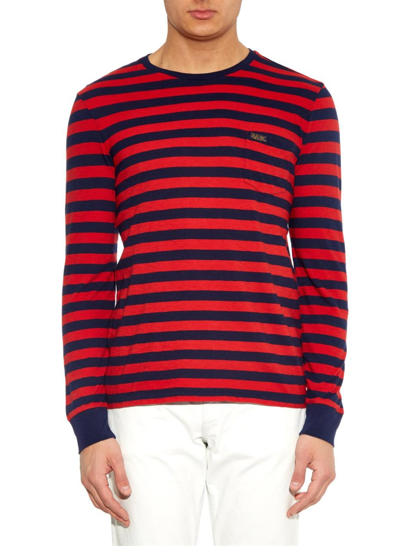 Polo ralph lauren Long-Sleeved Striped Jersey T-Shirt in Red for Men | Lyst