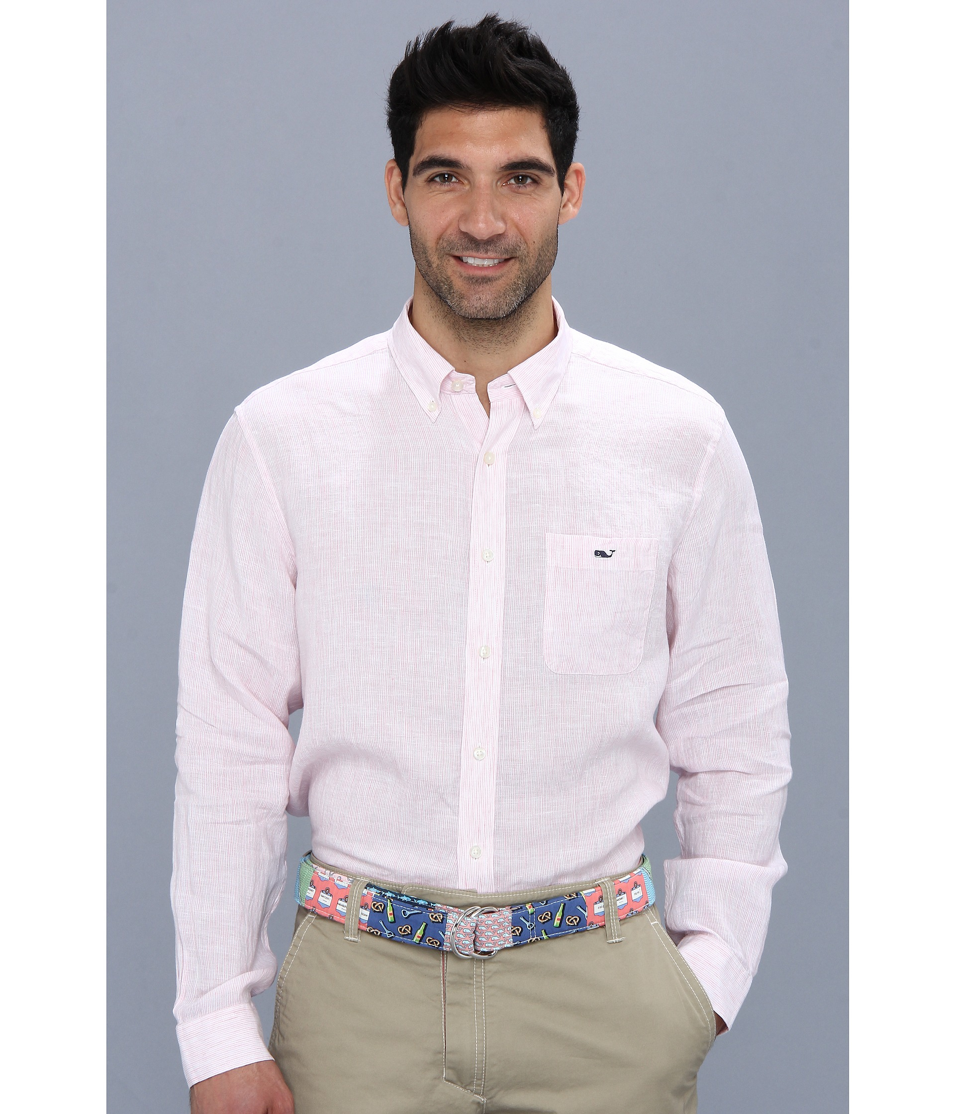 Lyst Vineyard Vines Lake Worth Stripe Linen Shirt in Pink for Men