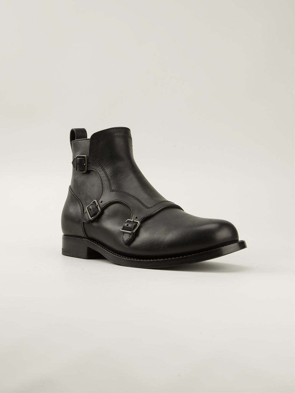 Bottega Veneta Side-Clasp Leather Ankle Boots in Black for Men - Lyst