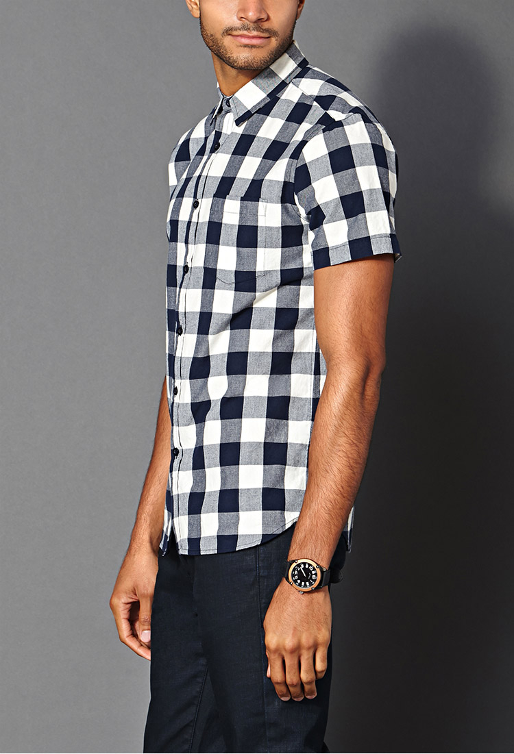 Lyst - Forever 21 Buffalo Plaid Short Sleeve Shirt in Blue for Men