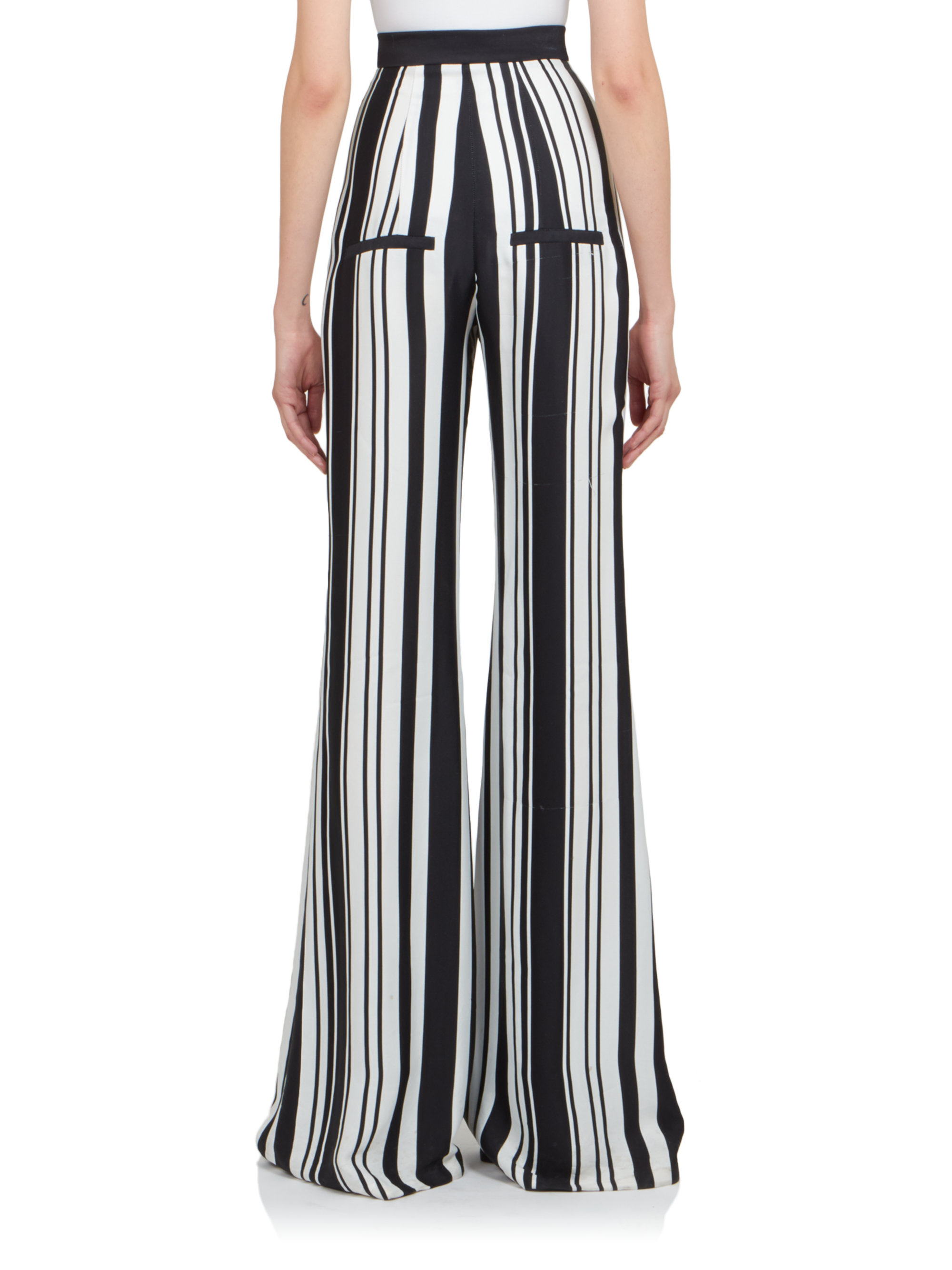 balmain striped high waisted flare pants