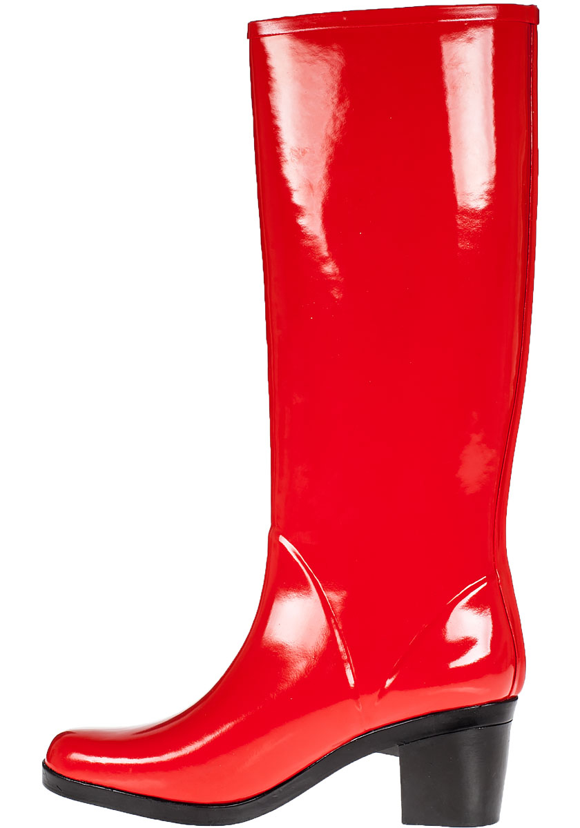 red rubber rain boots