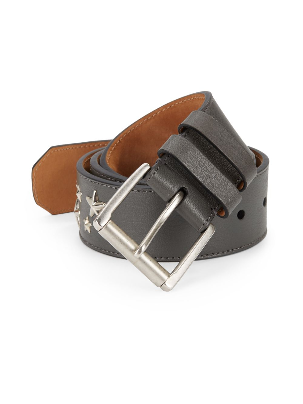 Jimmy choo Archer Biker Starstudded Leather Belt in Gray Lyst