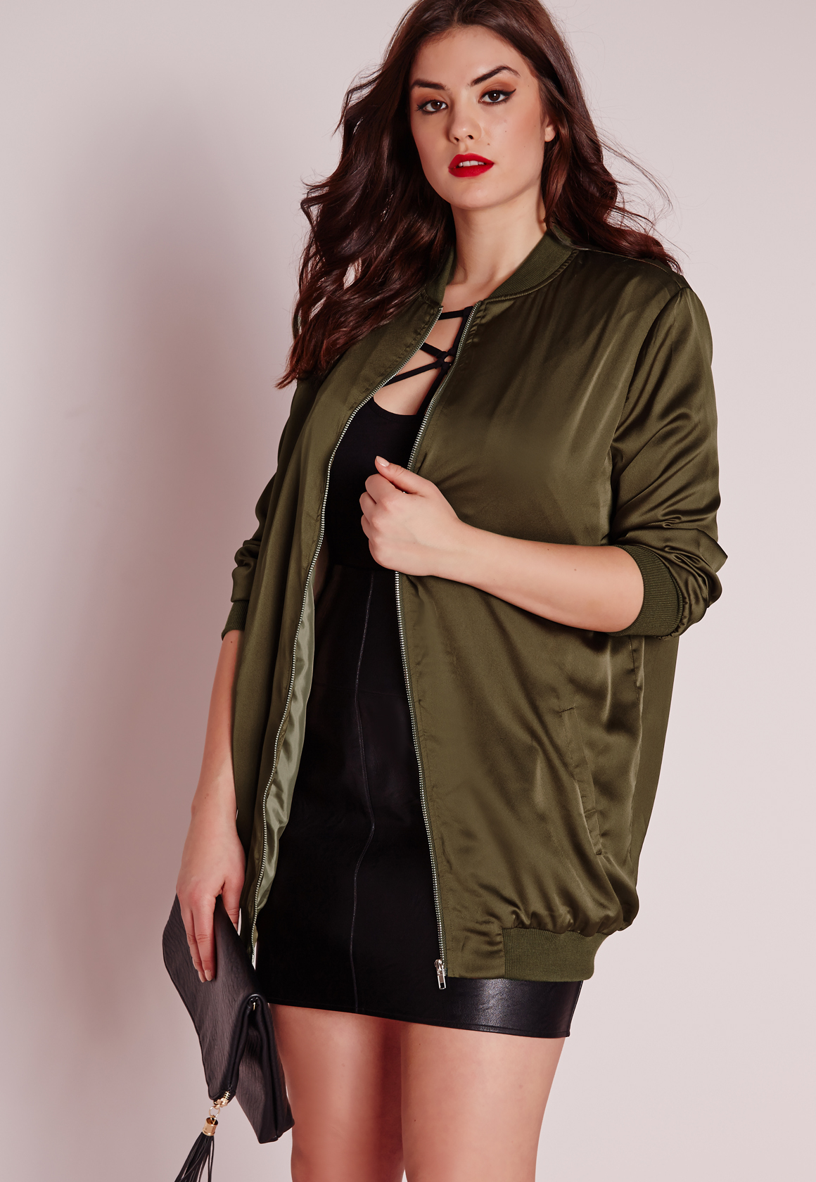 plus size long bomber jacket