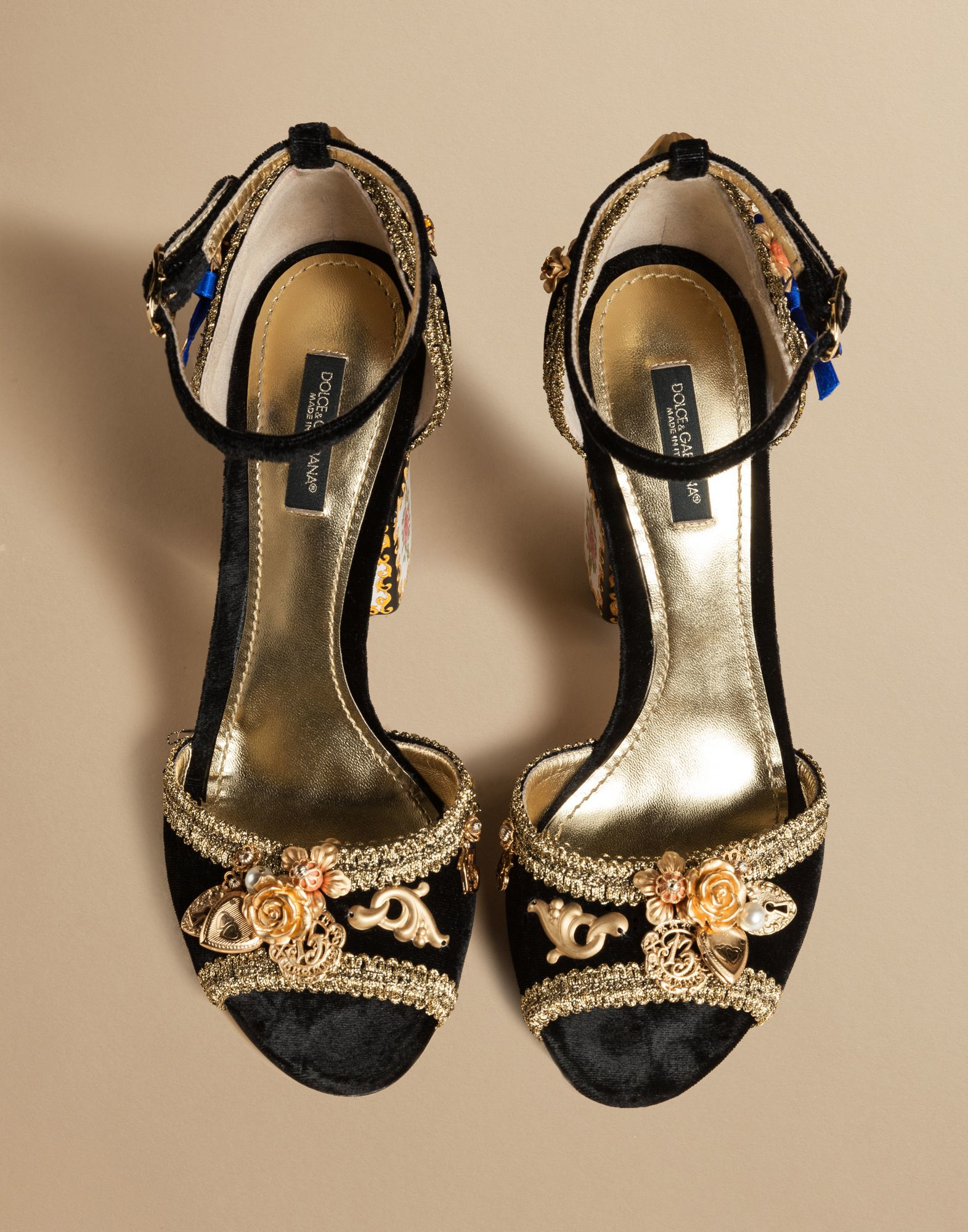 Lyst - Dolce & Gabbana Velvet Sandal With Sculptural Heel And ...