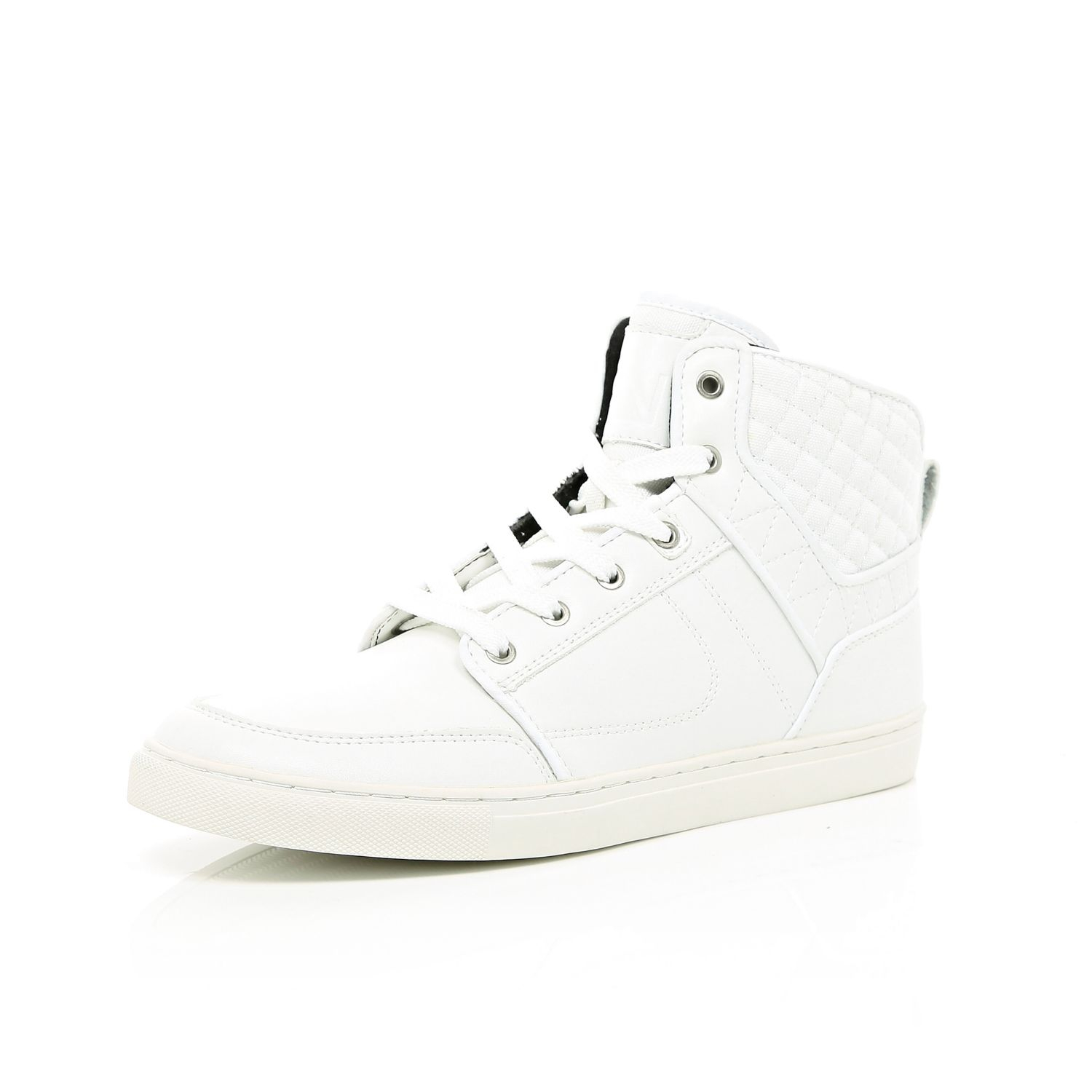 River Island White Quilted Panel High 