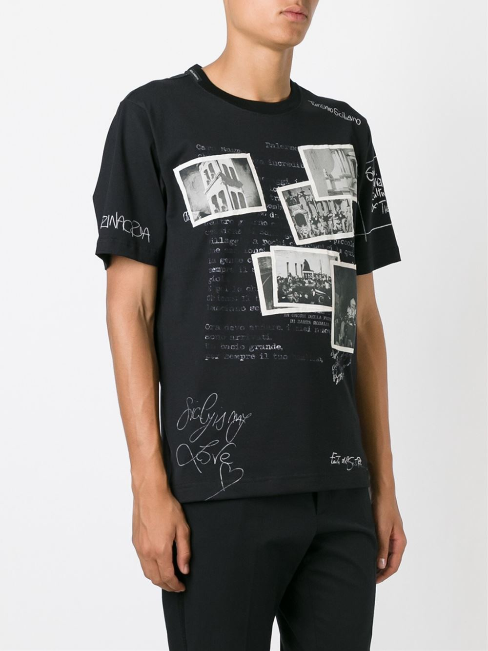 Dolce & Gabbana Denim Postcard Print T-shirt in Black for Men - Lyst