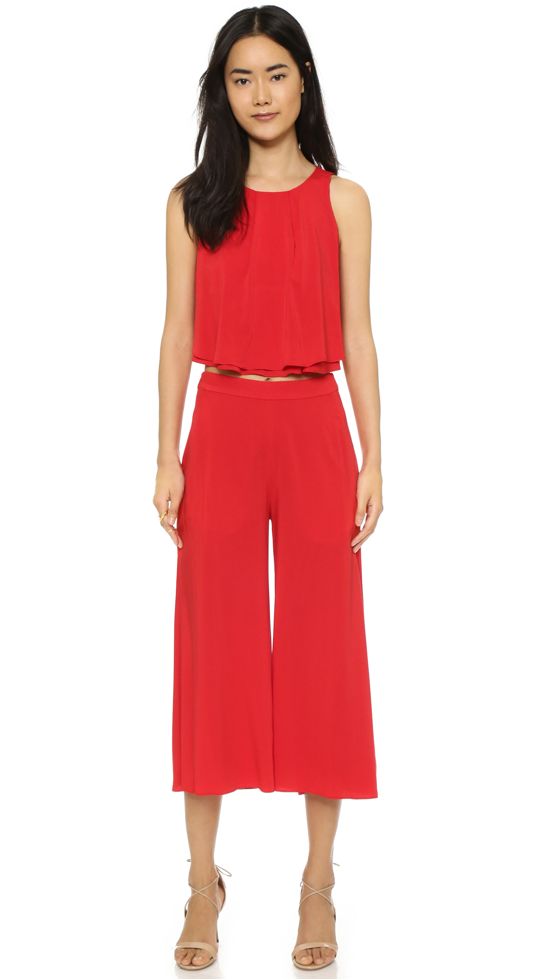red 2 piece jumpsuit