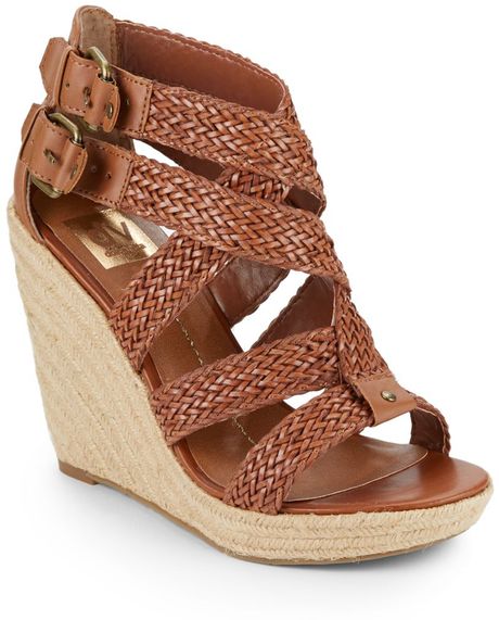 Dolce Vita Talor Woven Strappy Wedge Sandals in Brown | Lyst