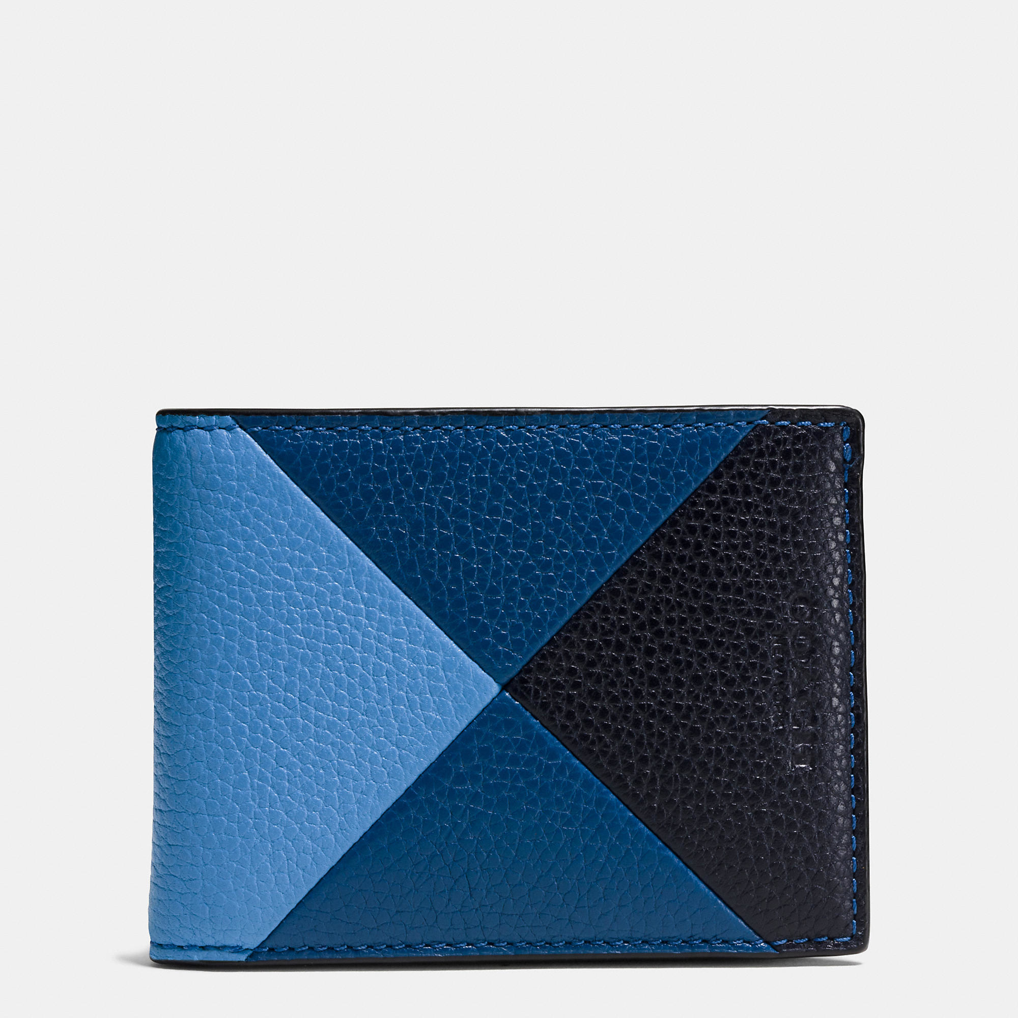 Coach Slim Billfold Wallet In Patchwork Pebble Leather in Blue for Men | Lyst