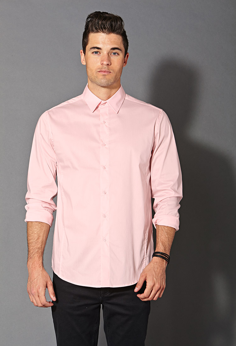 Forever 21 Fitted Dress Shirt in Light Pink (Pink) for Men - Lyst