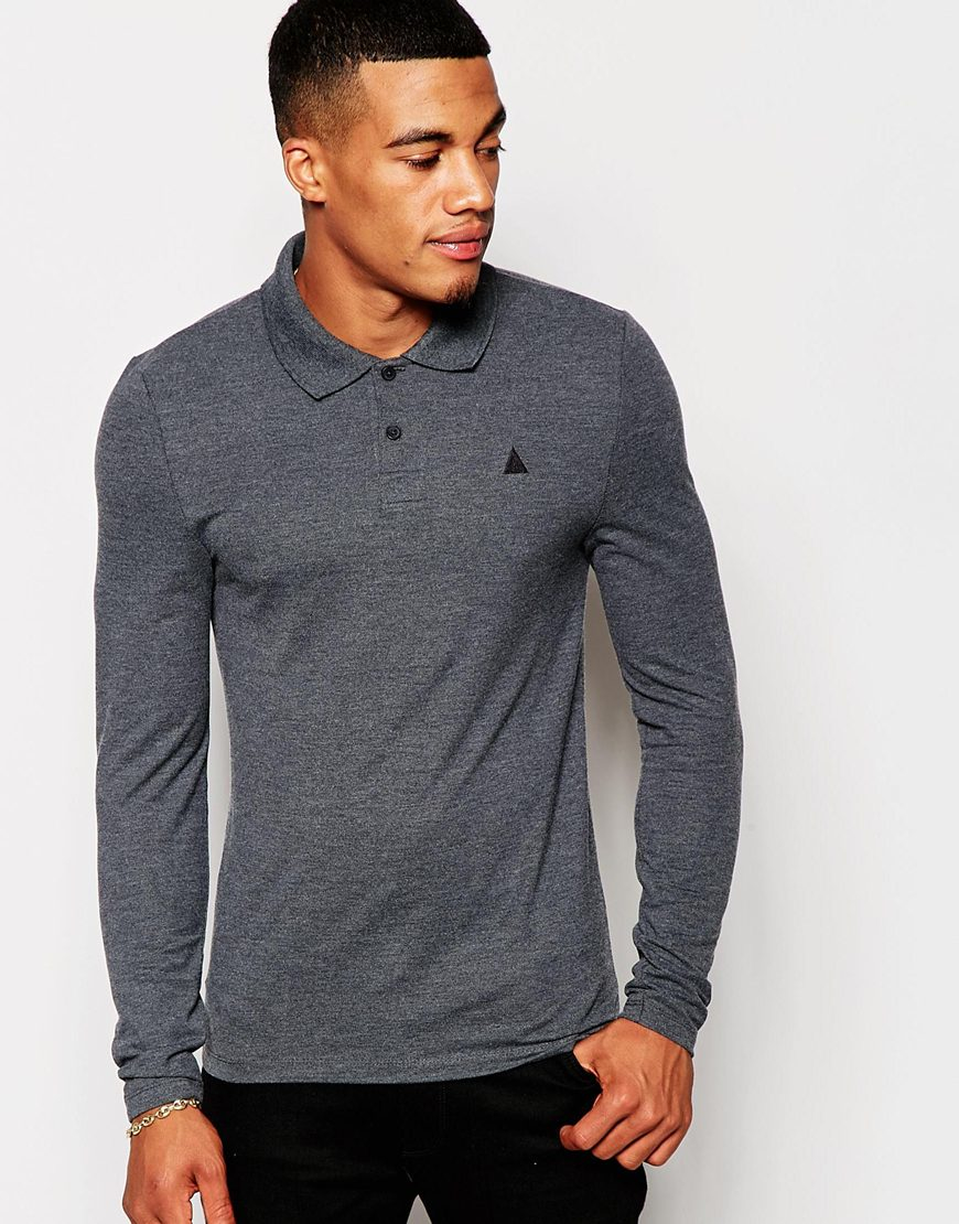 muscle fit long sleeve polo