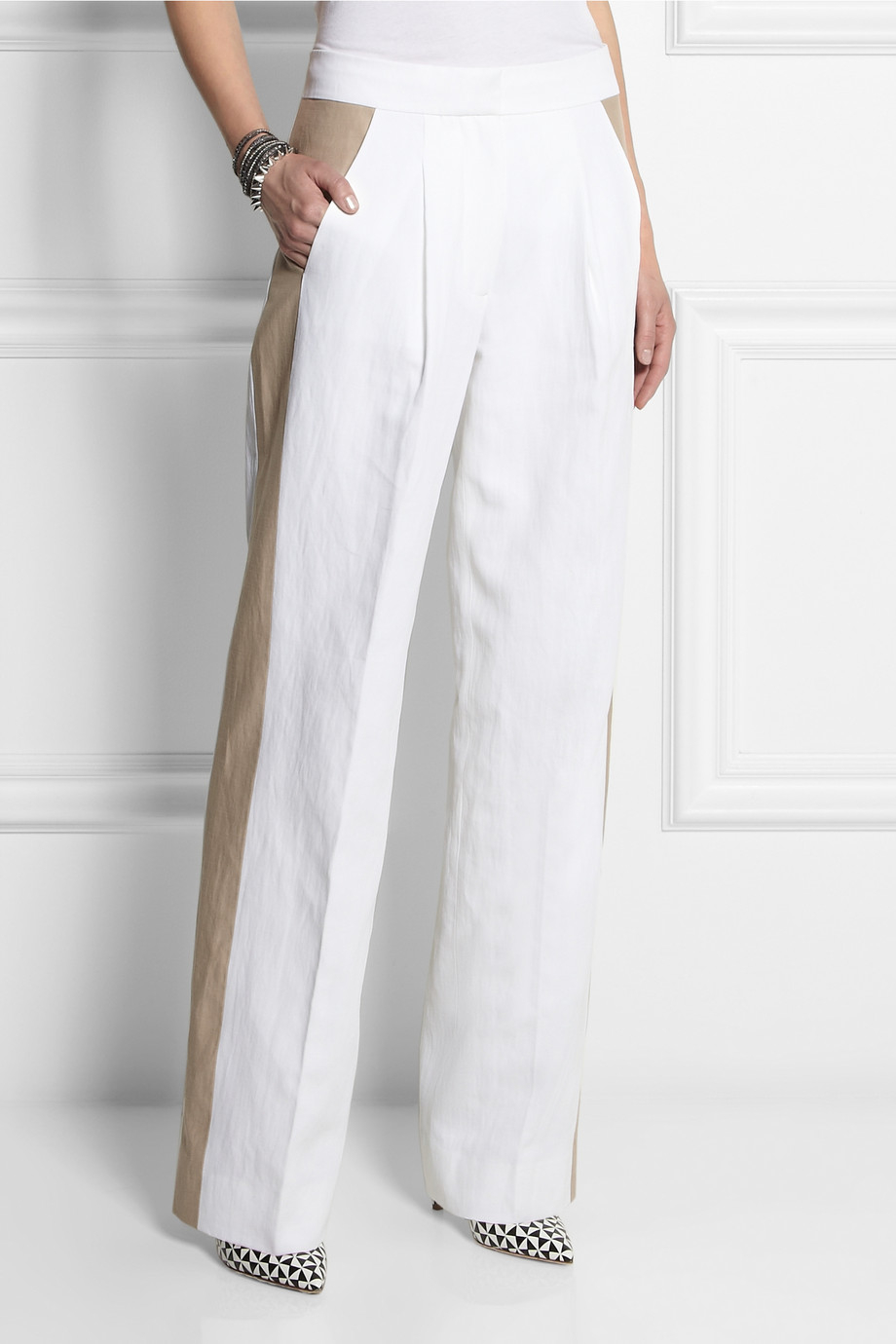 Lyst - J.Crew Collection Cotton And Linen-Blend Wide-Leg Pants in White