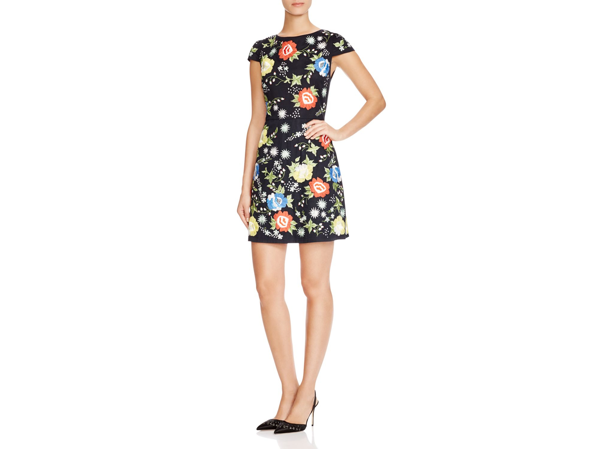 alice and olivia black floral dress