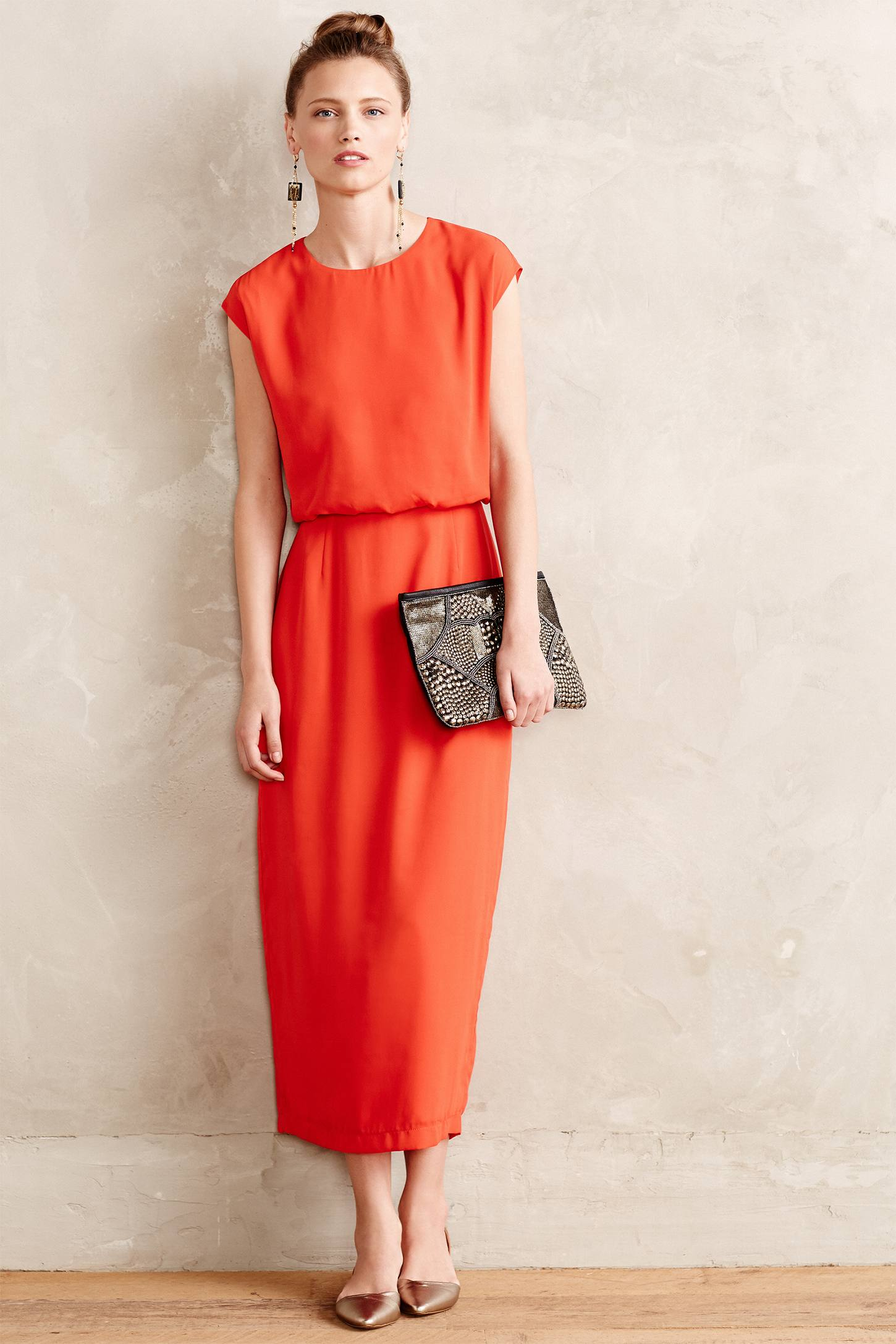 maeve strappy button front midi dress