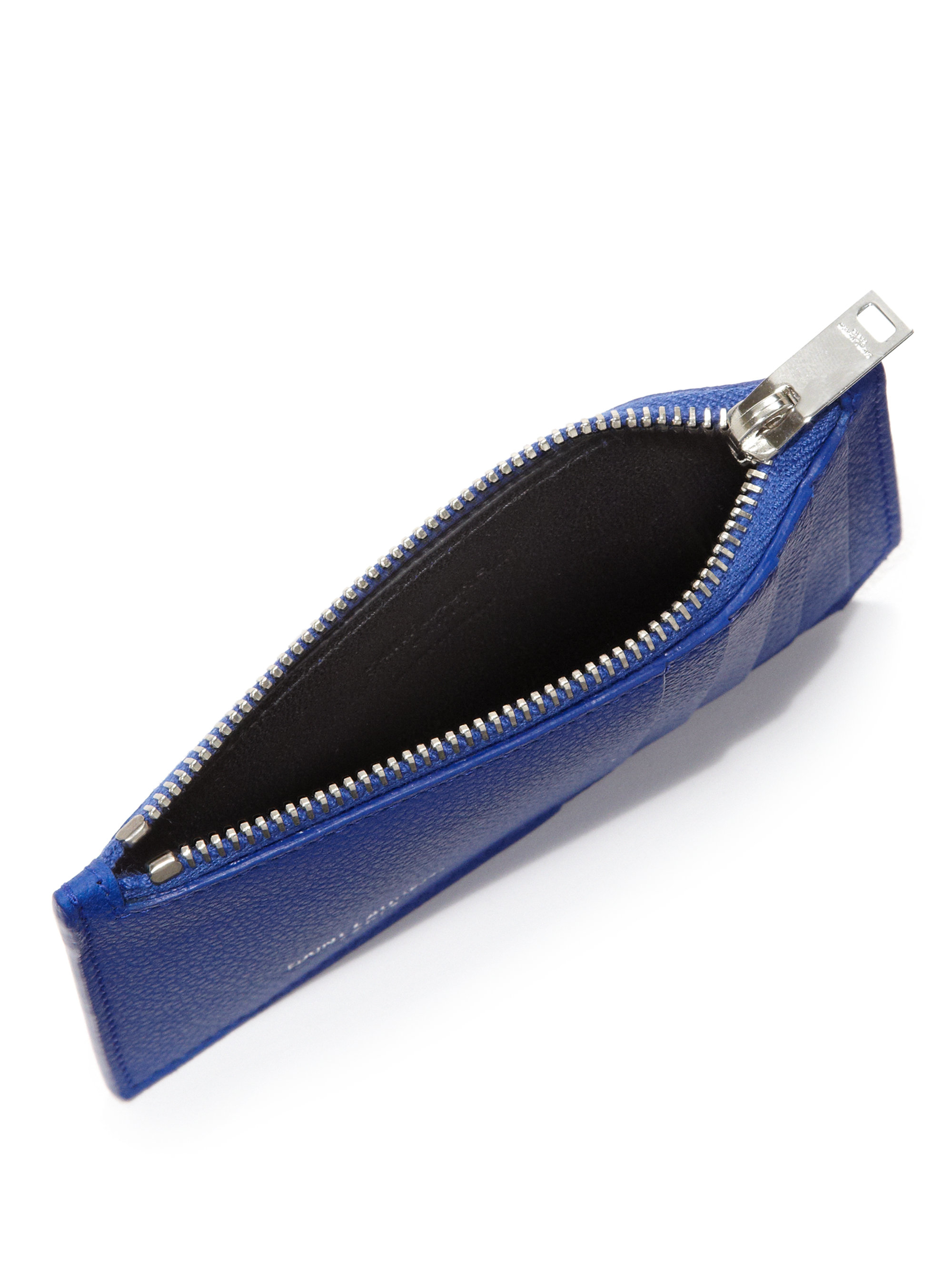Saint laurent Fragments Leather Zip Card Case in Blue | Lyst