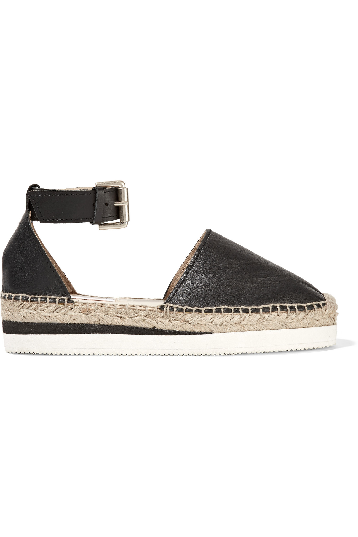 See By Chloé Leather Glyn Espadrille Wedge Sandals in Nero (Black) | Lyst