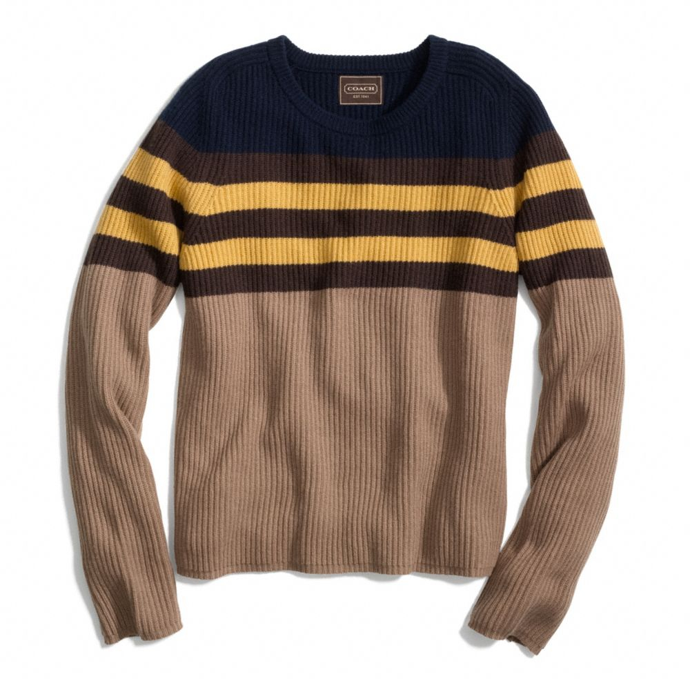 Lyst - Coach Chest Stripe Sweater in Brown for Men