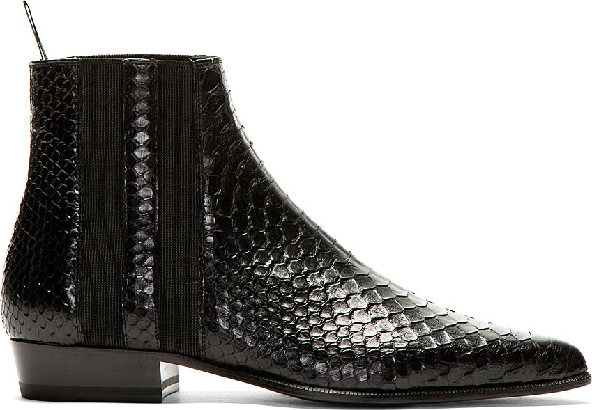 Sommetider emne Talje Saint Laurent Black Python Chelsea Boots for Men | Lyst