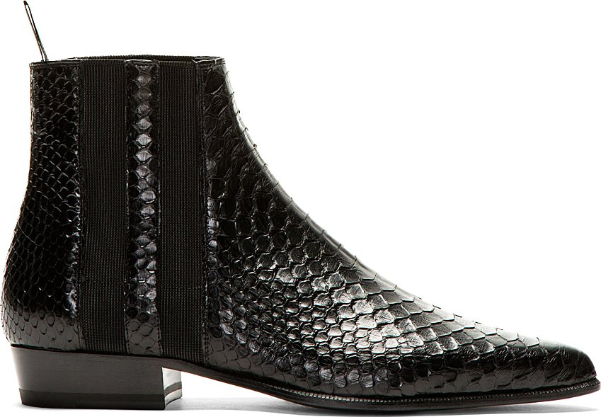 Laurent Black Python Chelsea Boots |