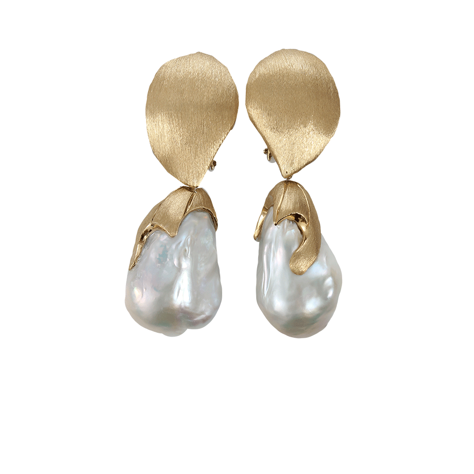 Baroque earrings golden cross baroque freshwater pearls