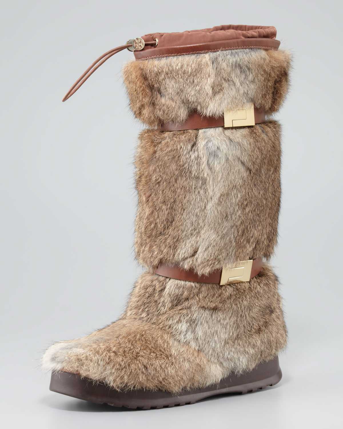 Tory Burch Nili Tall Rabbit Fur Boot in Natural (Brown) - Lyst
