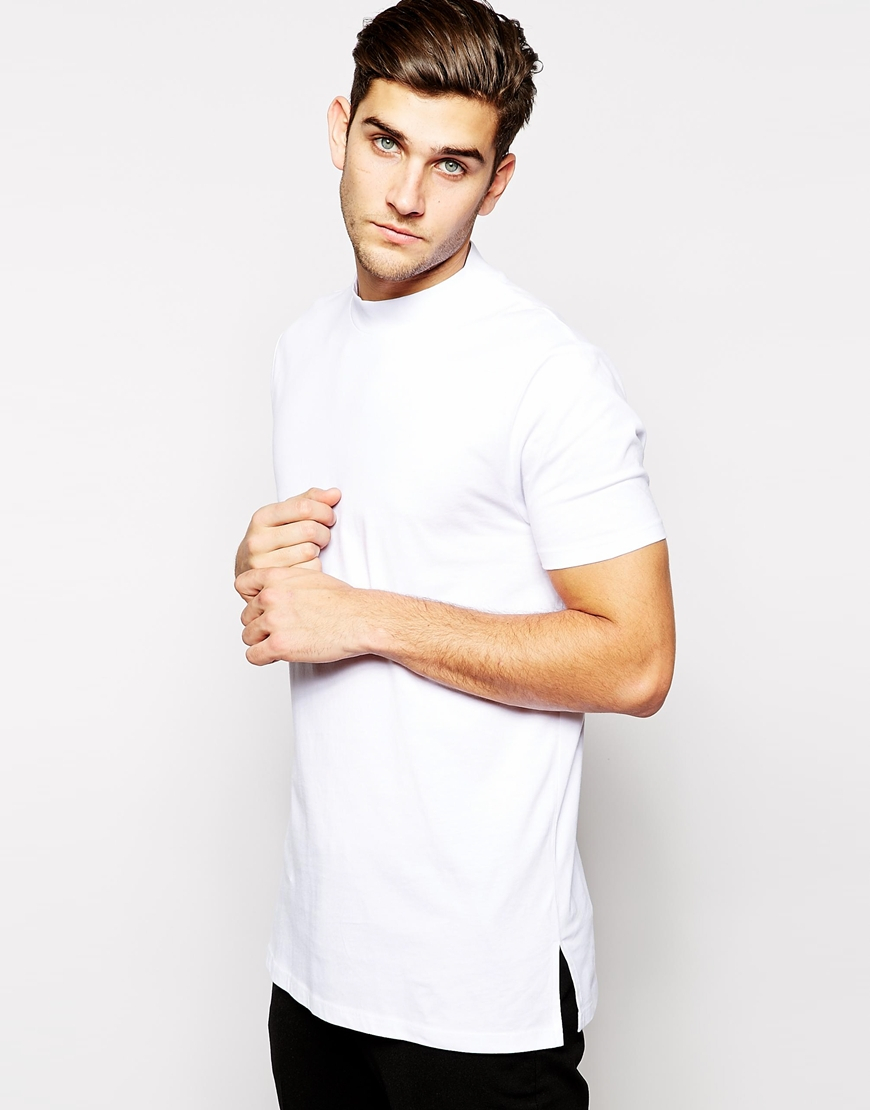 turtle neck t shirt for men white